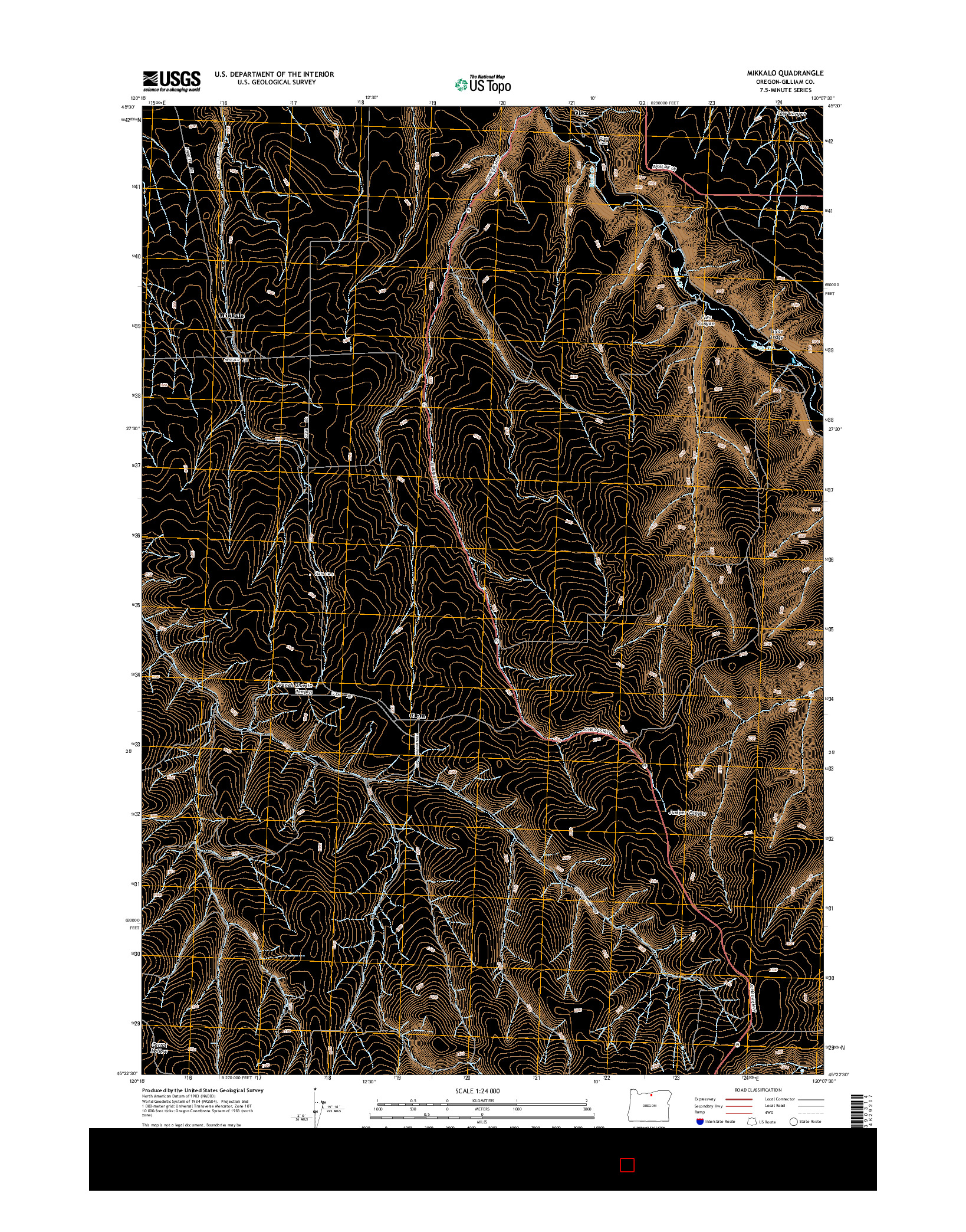USGS US TOPO 7.5-MINUTE MAP FOR MIKKALO, OR 2014