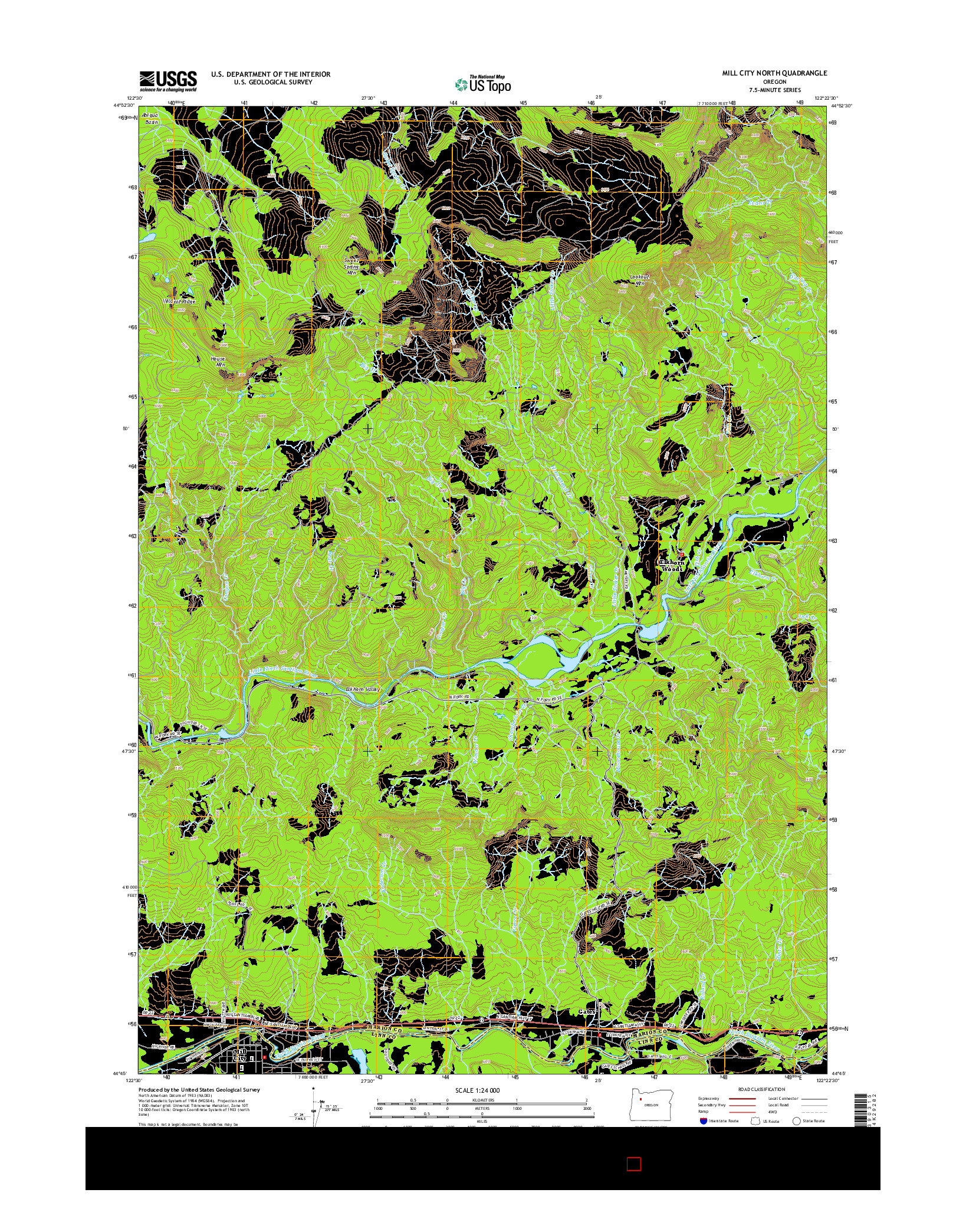 USGS US TOPO 7.5-MINUTE MAP FOR MILL CITY NORTH, OR 2014