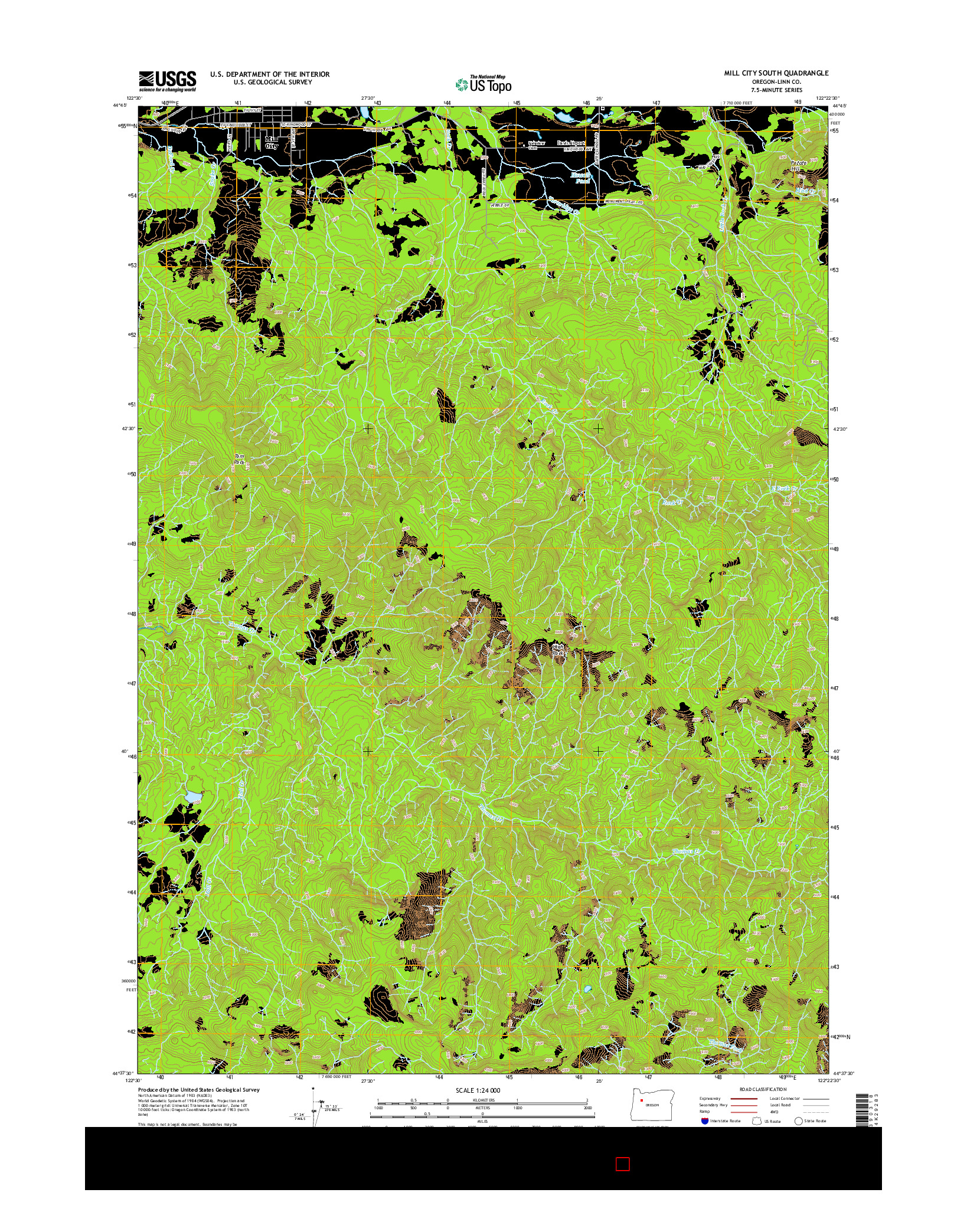 USGS US TOPO 7.5-MINUTE MAP FOR MILL CITY SOUTH, OR 2014