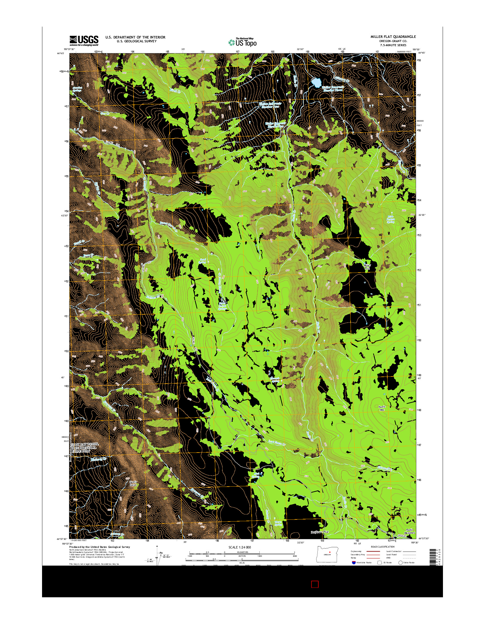 USGS US TOPO 7.5-MINUTE MAP FOR MILLER FLAT, OR 2014