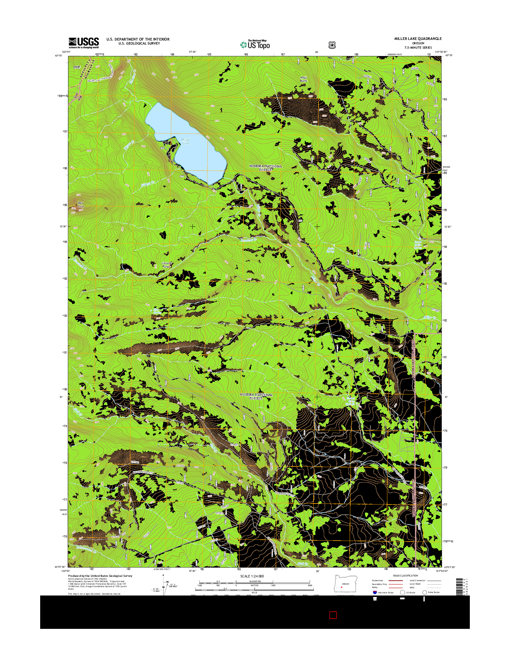 USGS US TOPO 7.5-MINUTE MAP FOR MILLER LAKE, OR 2014