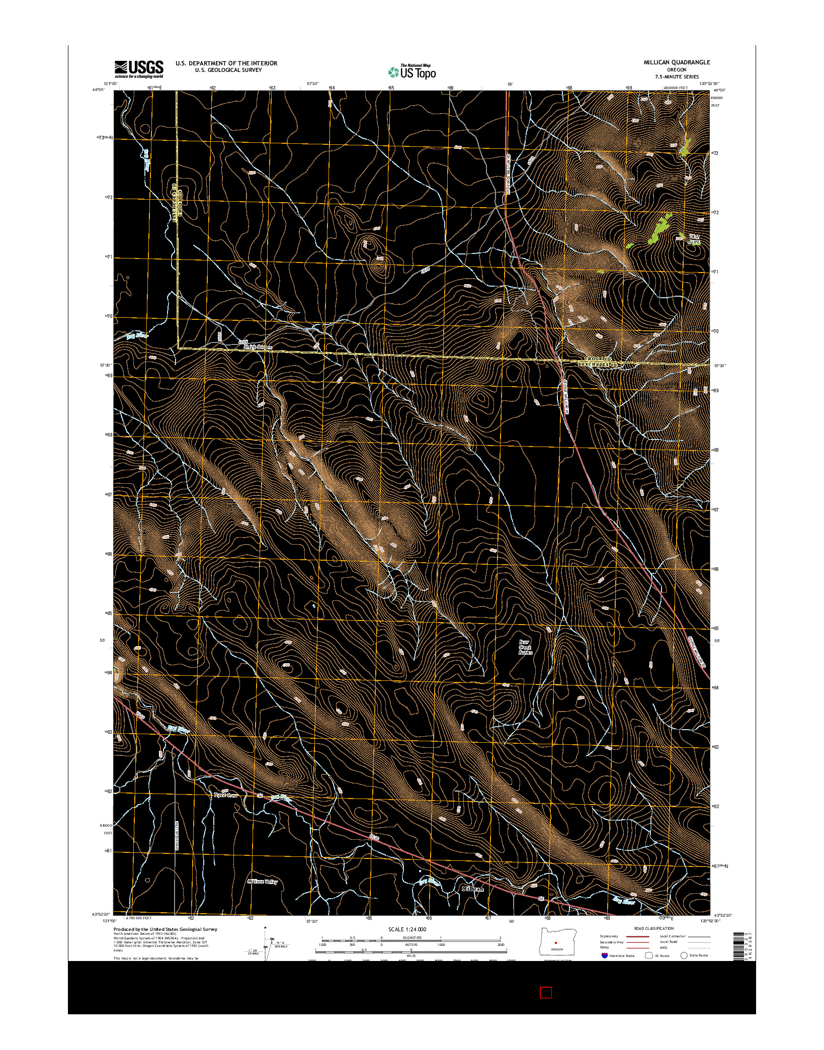 USGS US TOPO 7.5-MINUTE MAP FOR MILLICAN, OR 2014