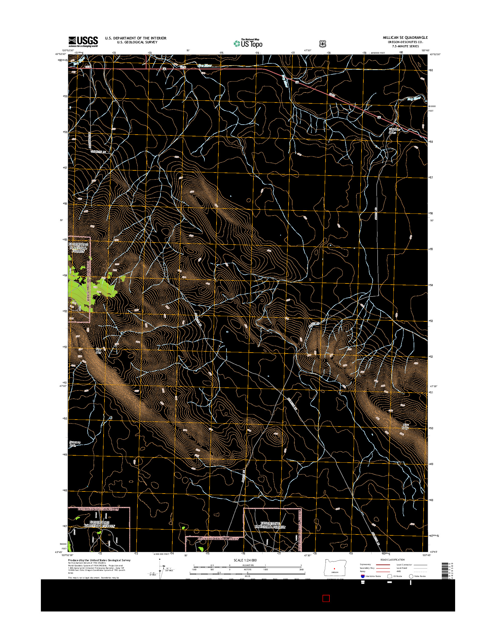 USGS US TOPO 7.5-MINUTE MAP FOR MILLICAN SE, OR 2014