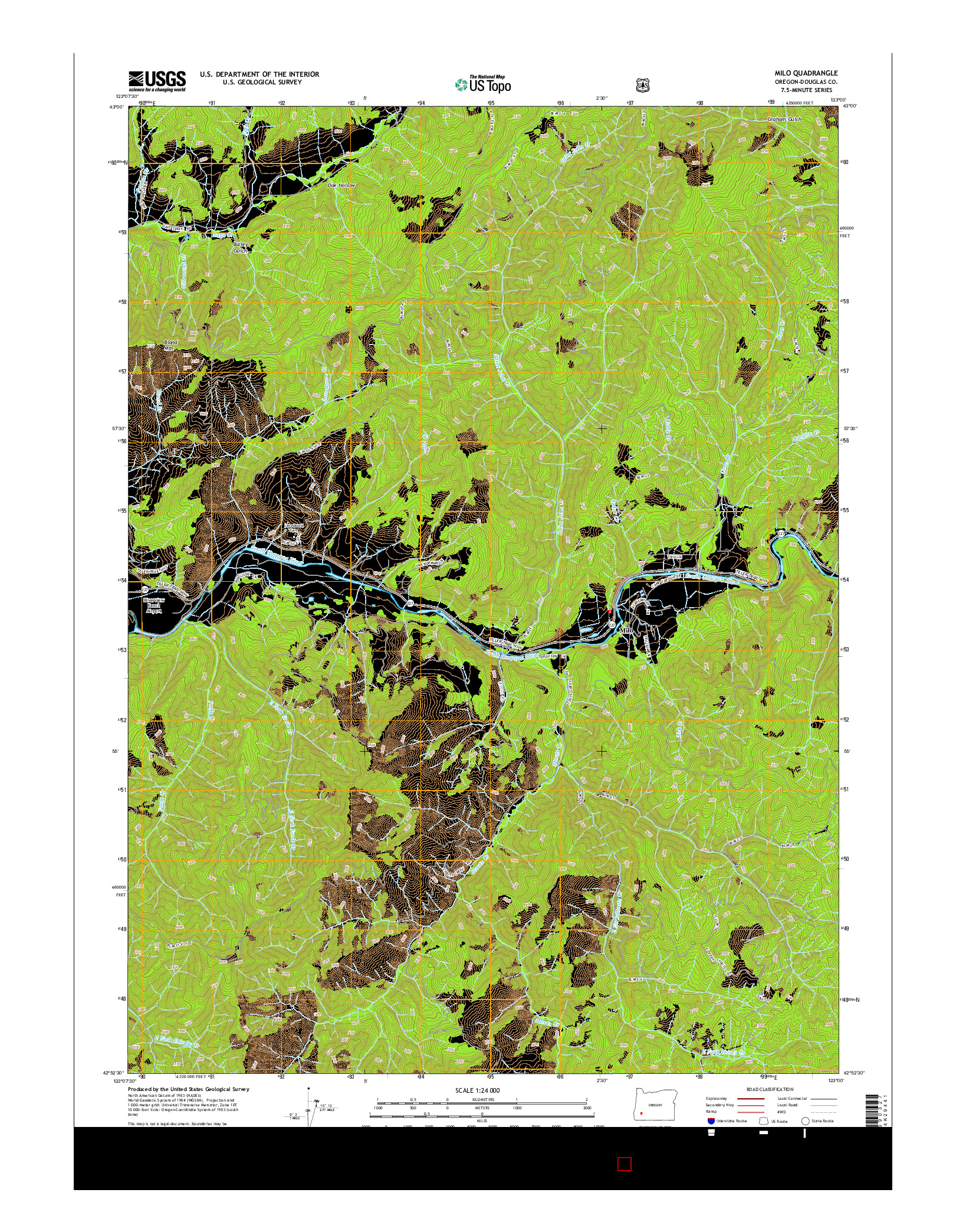 USGS US TOPO 7.5-MINUTE MAP FOR MILO, OR 2014