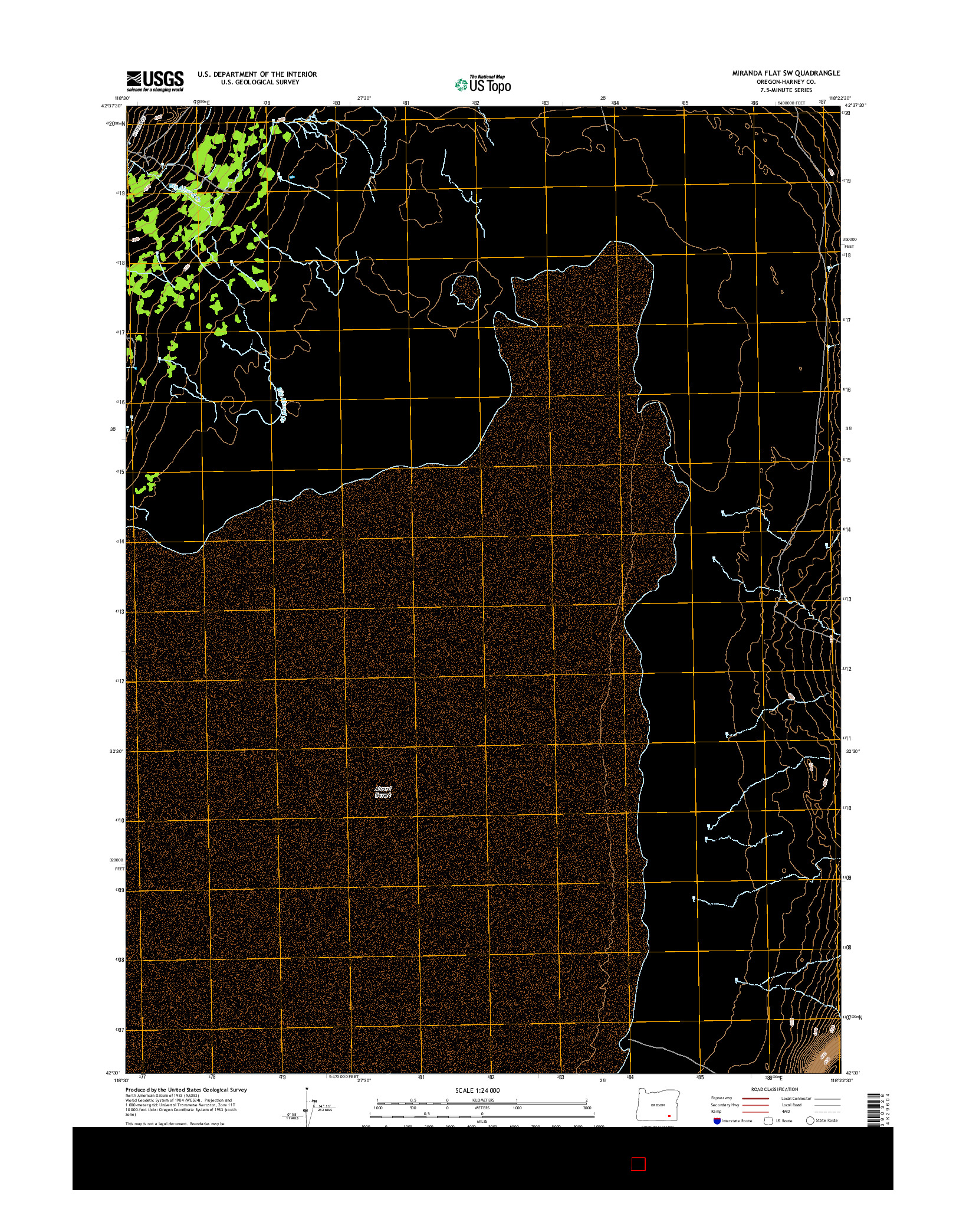 USGS US TOPO 7.5-MINUTE MAP FOR MIRANDA FLAT SW, OR 2014