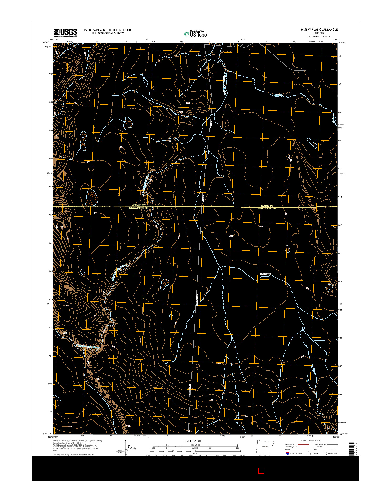 USGS US TOPO 7.5-MINUTE MAP FOR MISERY FLAT, OR 2014