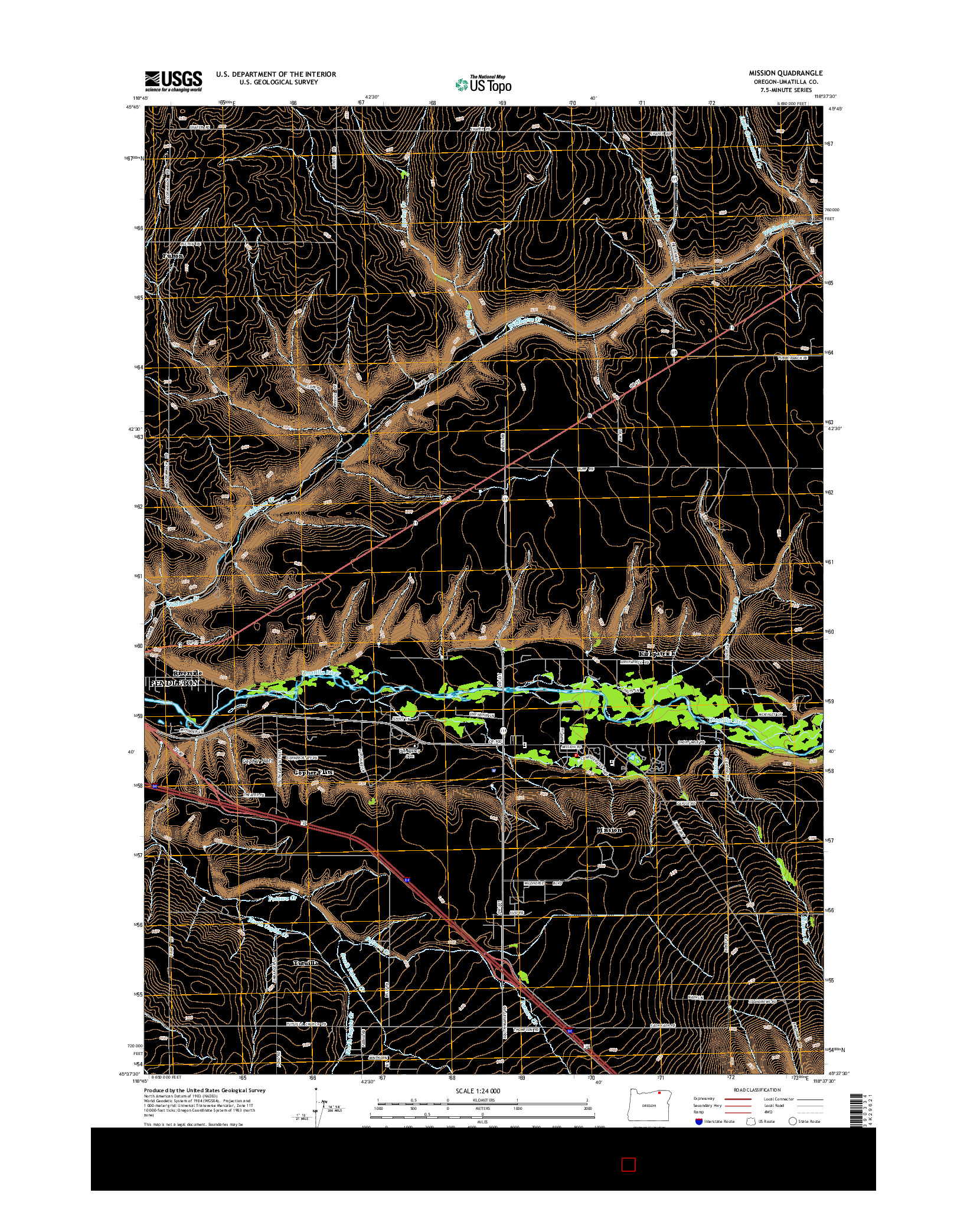 USGS US TOPO 7.5-MINUTE MAP FOR MISSION, OR 2014
