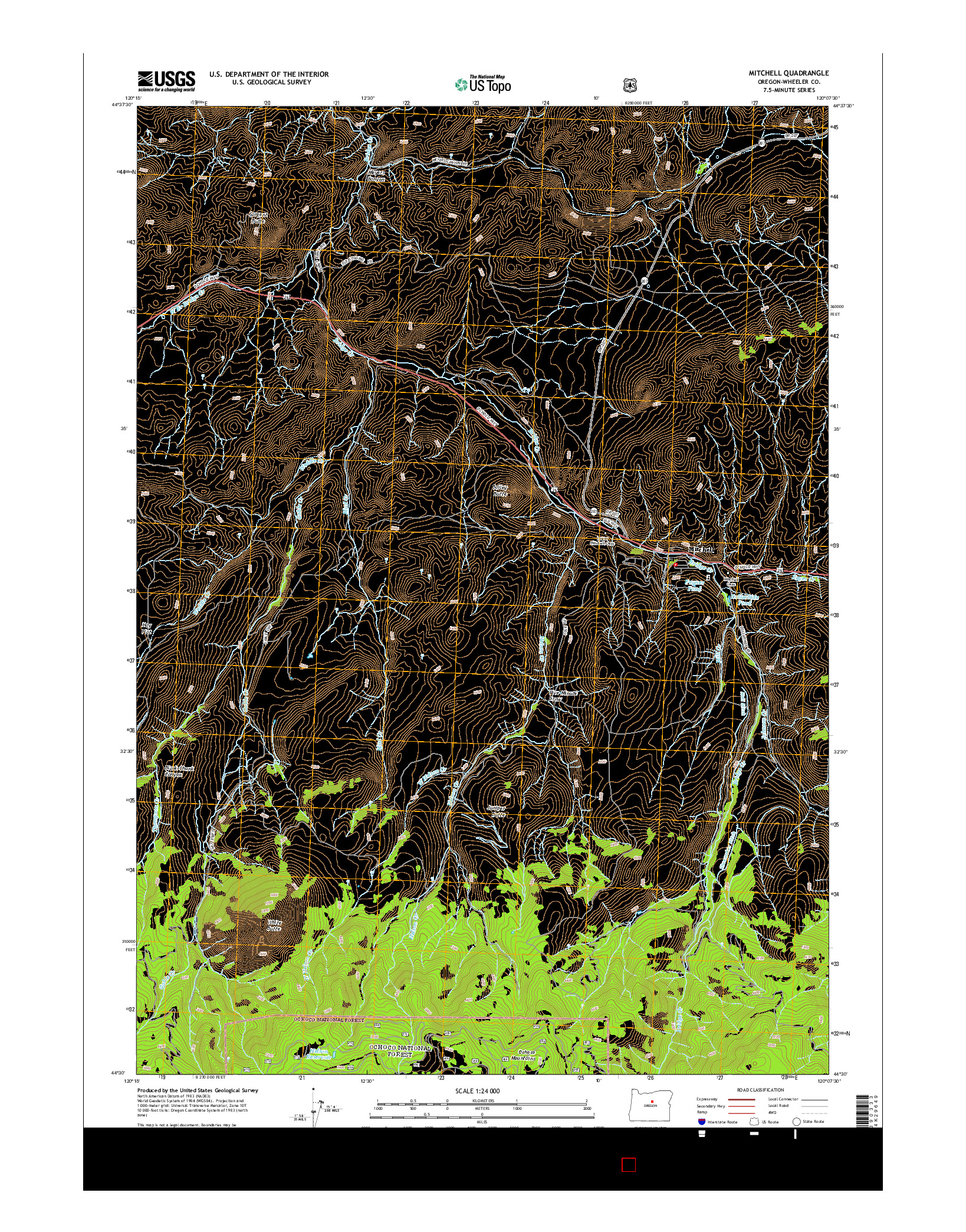 USGS US TOPO 7.5-MINUTE MAP FOR MITCHELL, OR 2014