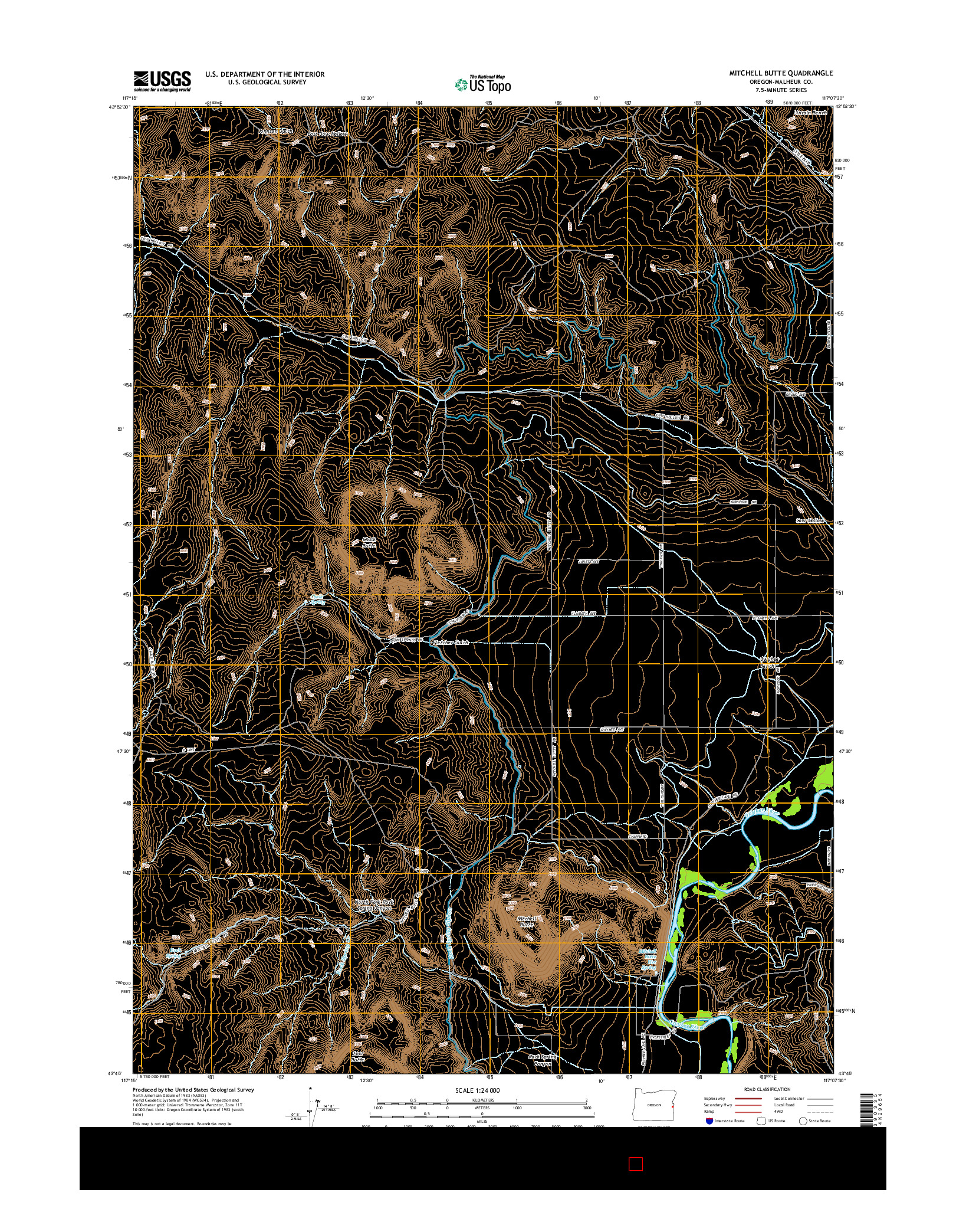 USGS US TOPO 7.5-MINUTE MAP FOR MITCHELL BUTTE, OR 2014
