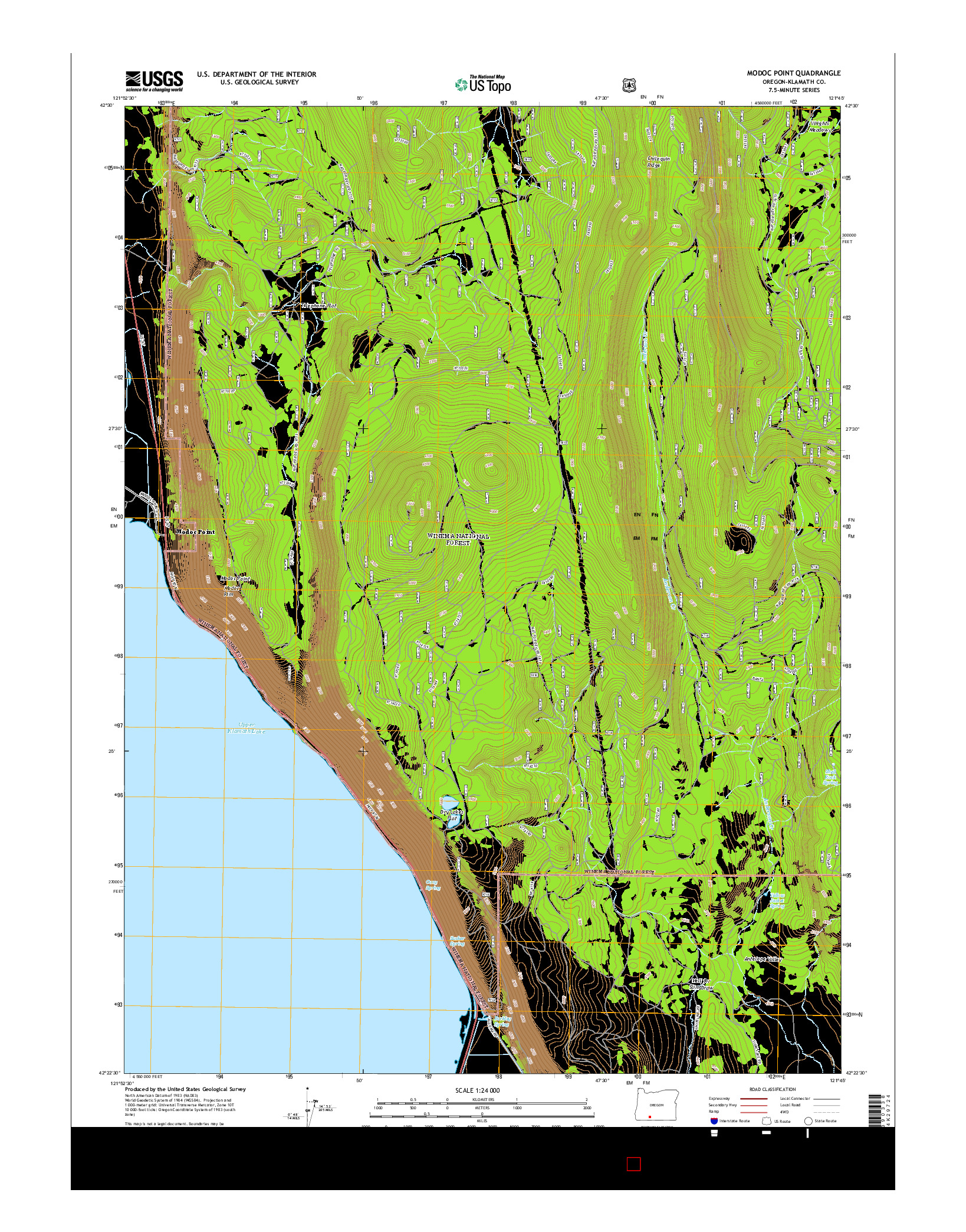 USGS US TOPO 7.5-MINUTE MAP FOR MODOC POINT, OR 2014