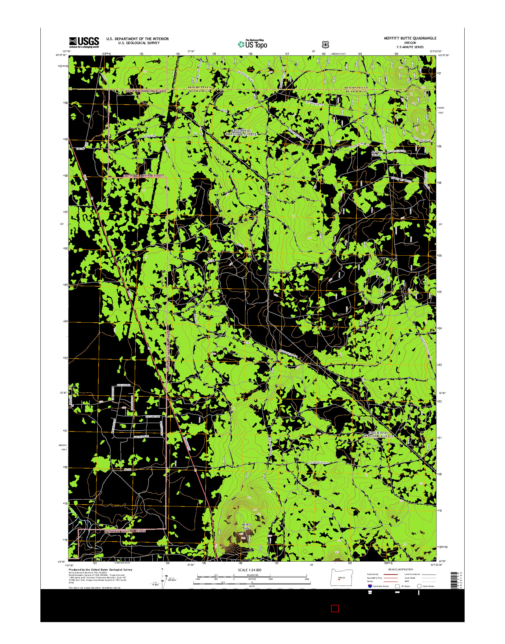 USGS US TOPO 7.5-MINUTE MAP FOR MOFFITT BUTTE, OR 2014