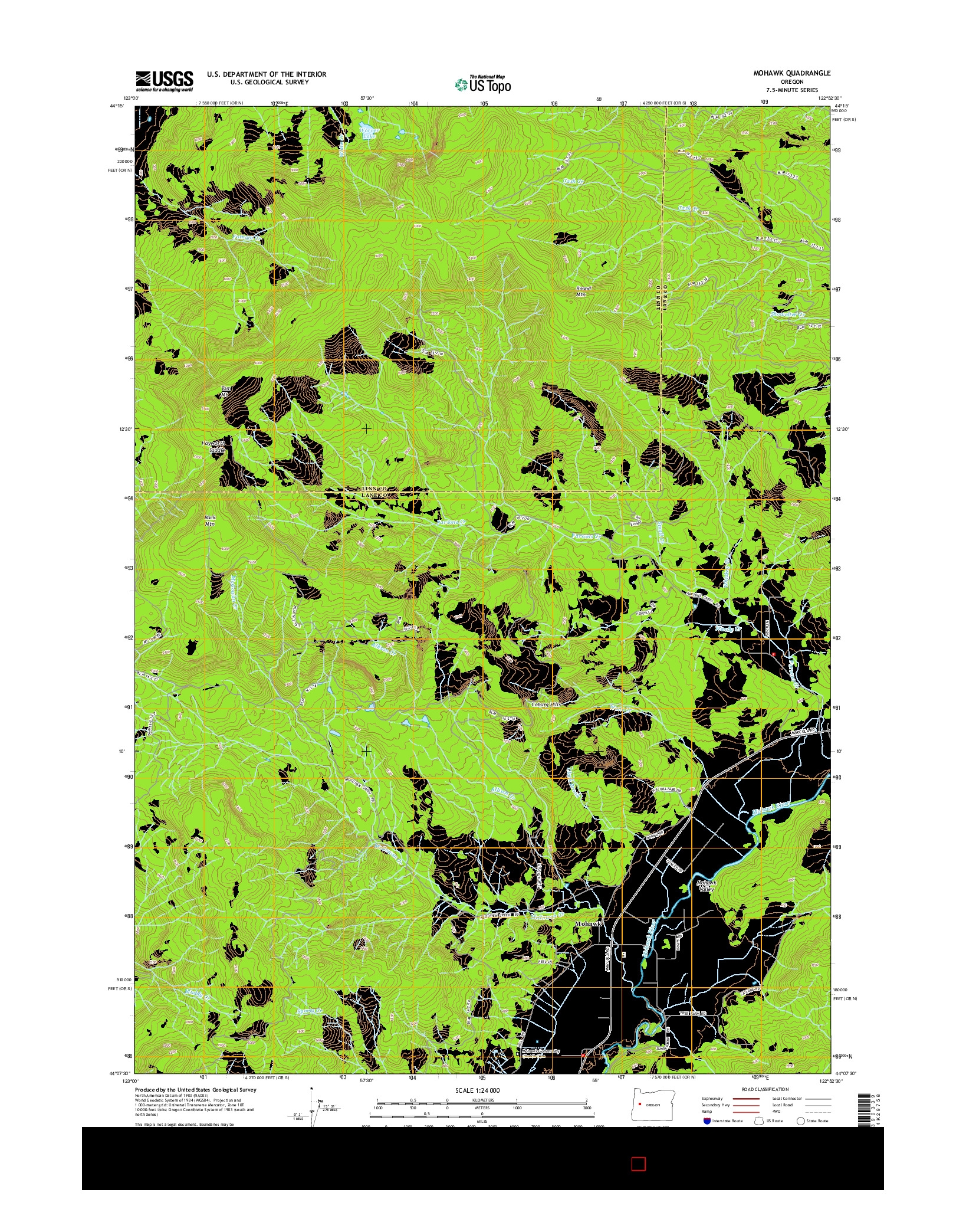 USGS US TOPO 7.5-MINUTE MAP FOR MOHAWK, OR 2014