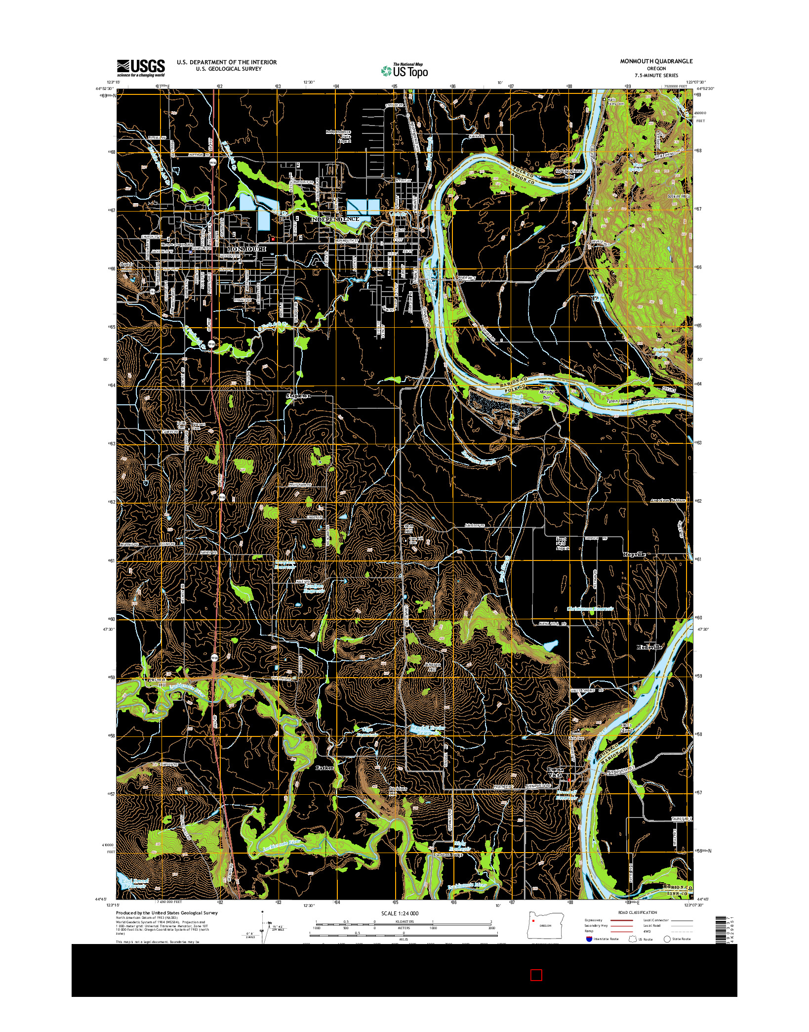 USGS US TOPO 7.5-MINUTE MAP FOR MONMOUTH, OR 2014