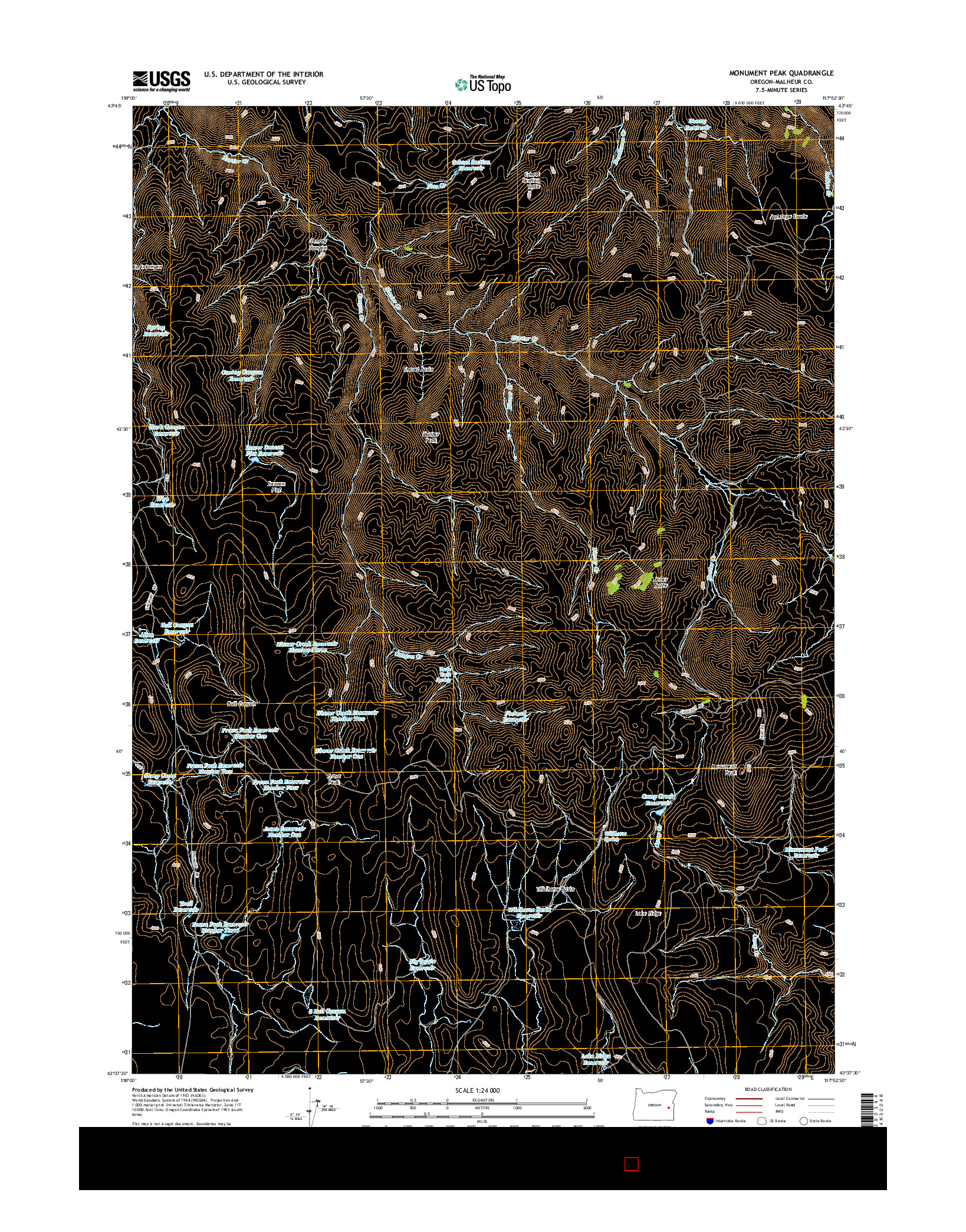 USGS US TOPO 7.5-MINUTE MAP FOR MONUMENT PEAK, OR 2014
