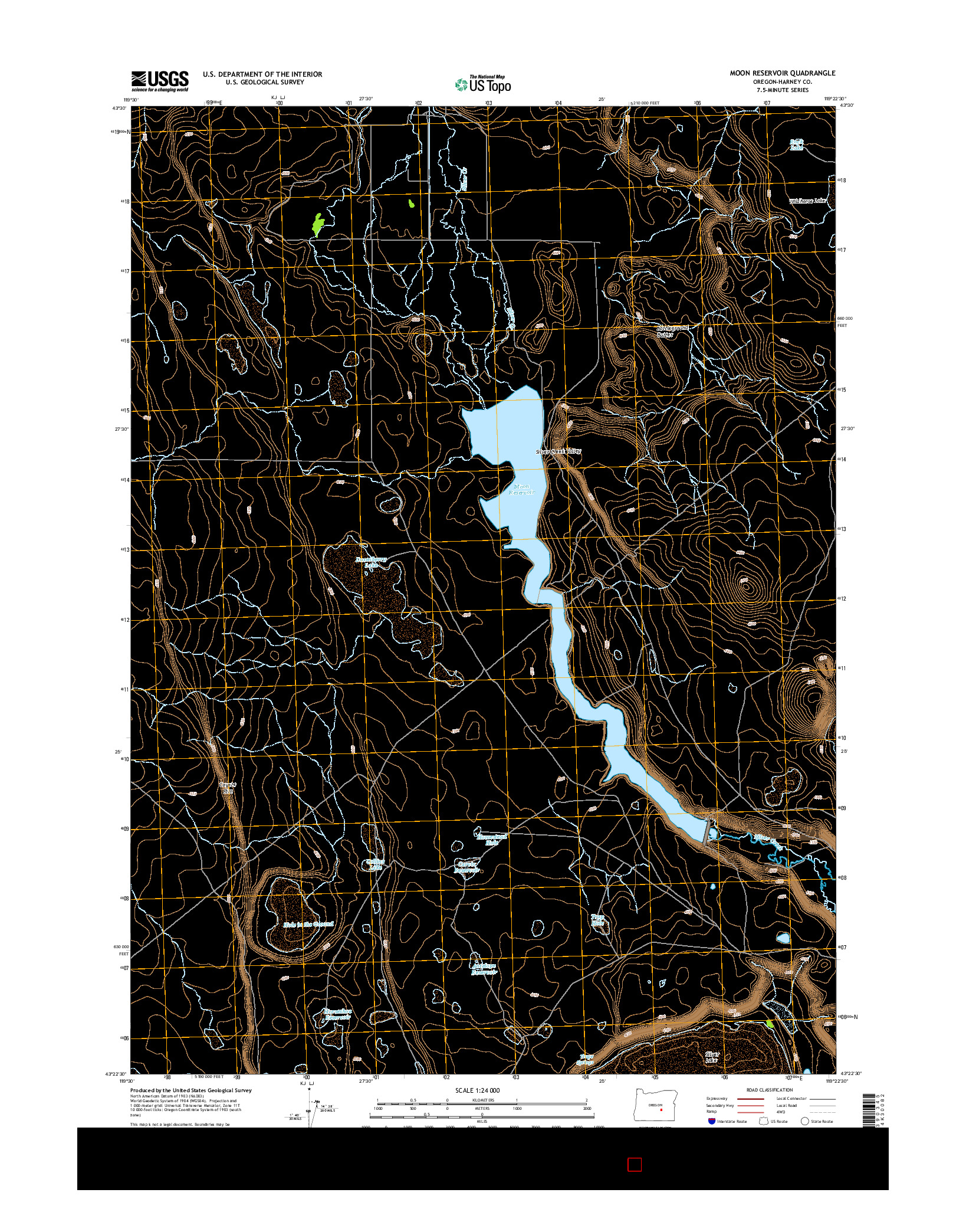 USGS US TOPO 7.5-MINUTE MAP FOR MOON RESERVOIR, OR 2014