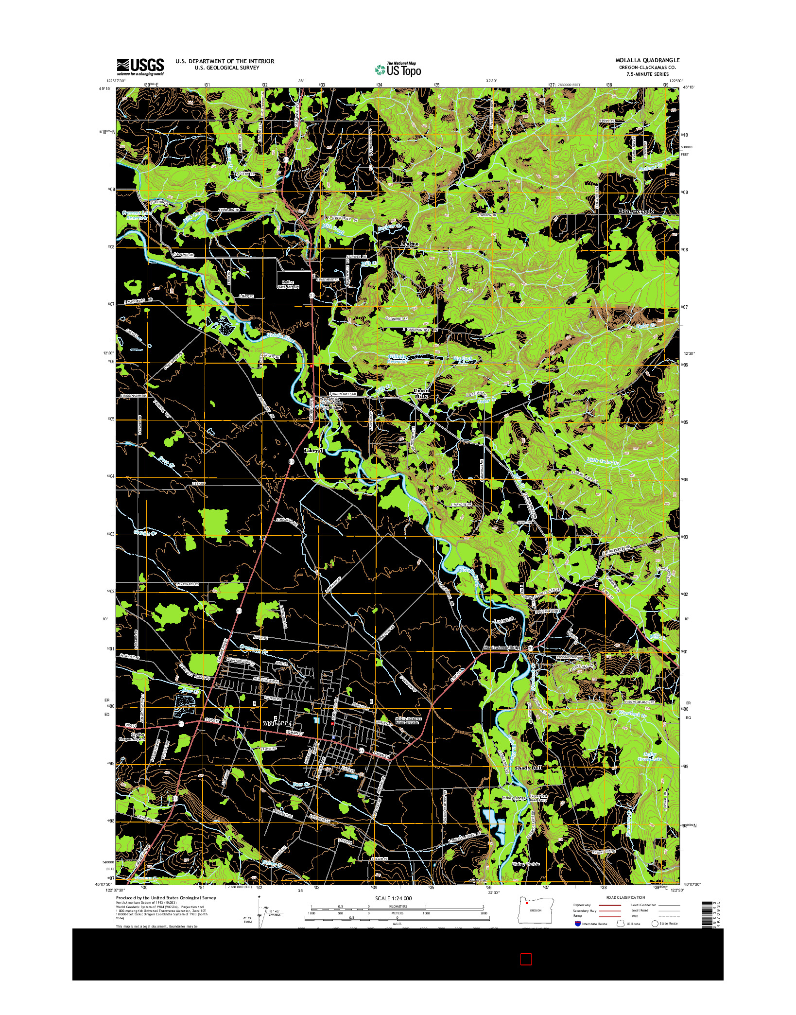 USGS US TOPO 7.5-MINUTE MAP FOR MOLALLA, OR 2014