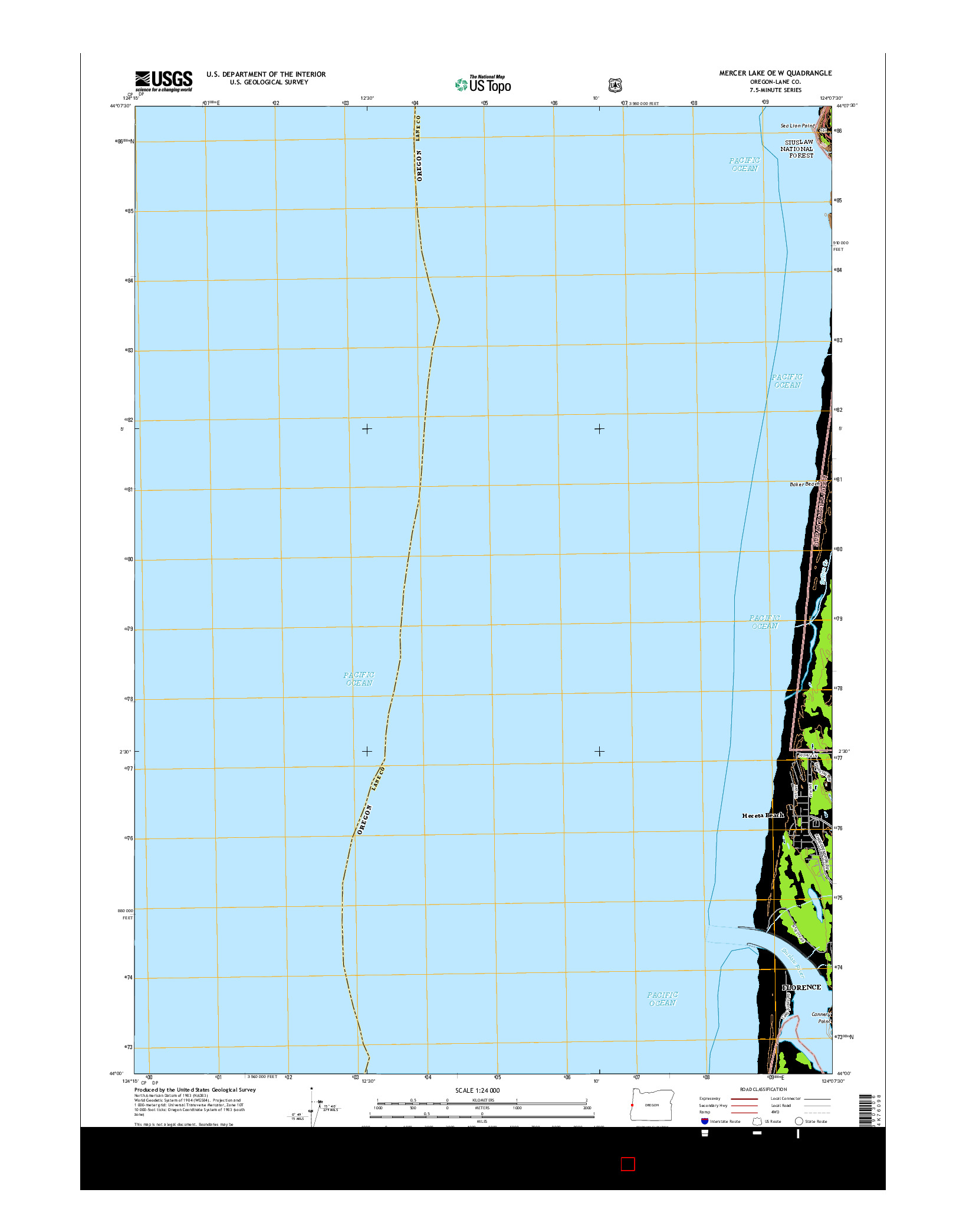 USGS US TOPO 7.5-MINUTE MAP FOR MERCER LAKE OE W, OR 2014