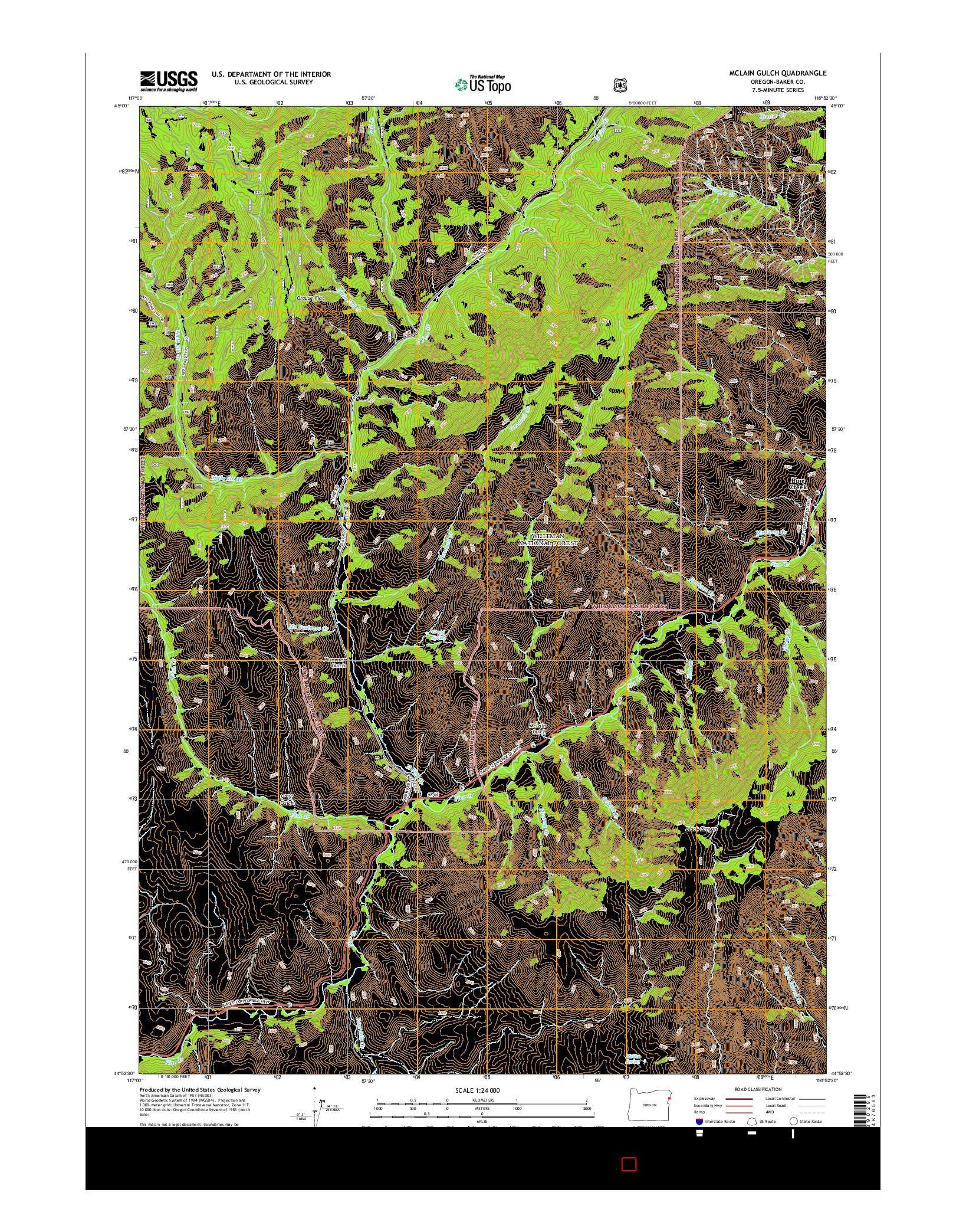 USGS US TOPO 7.5-MINUTE MAP FOR MCLAIN GULCH, OR 2014