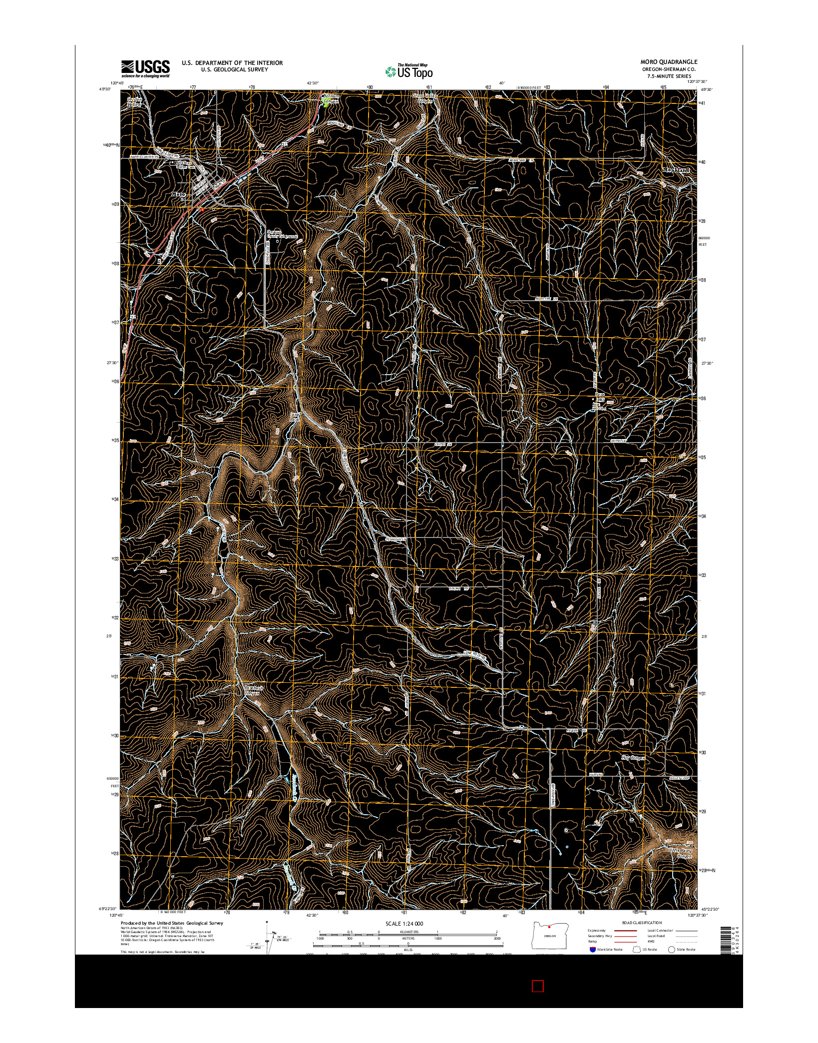 USGS US TOPO 7.5-MINUTE MAP FOR MORO, OR 2014