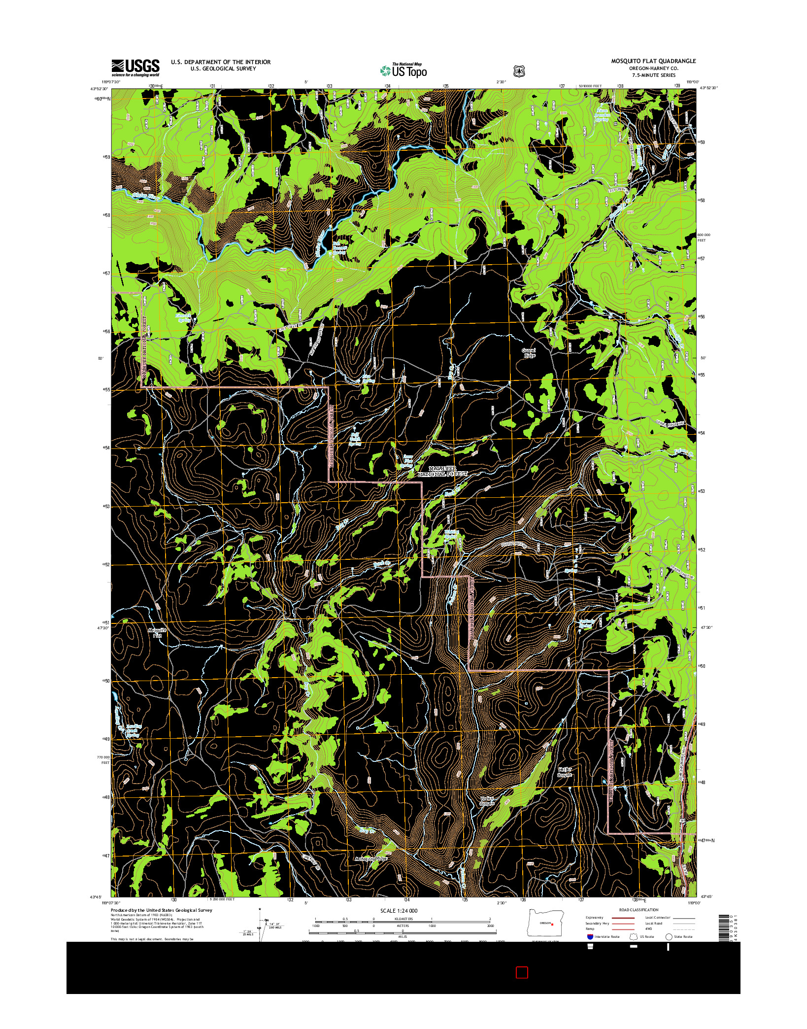 USGS US TOPO 7.5-MINUTE MAP FOR MOSQUITO FLAT, OR 2014