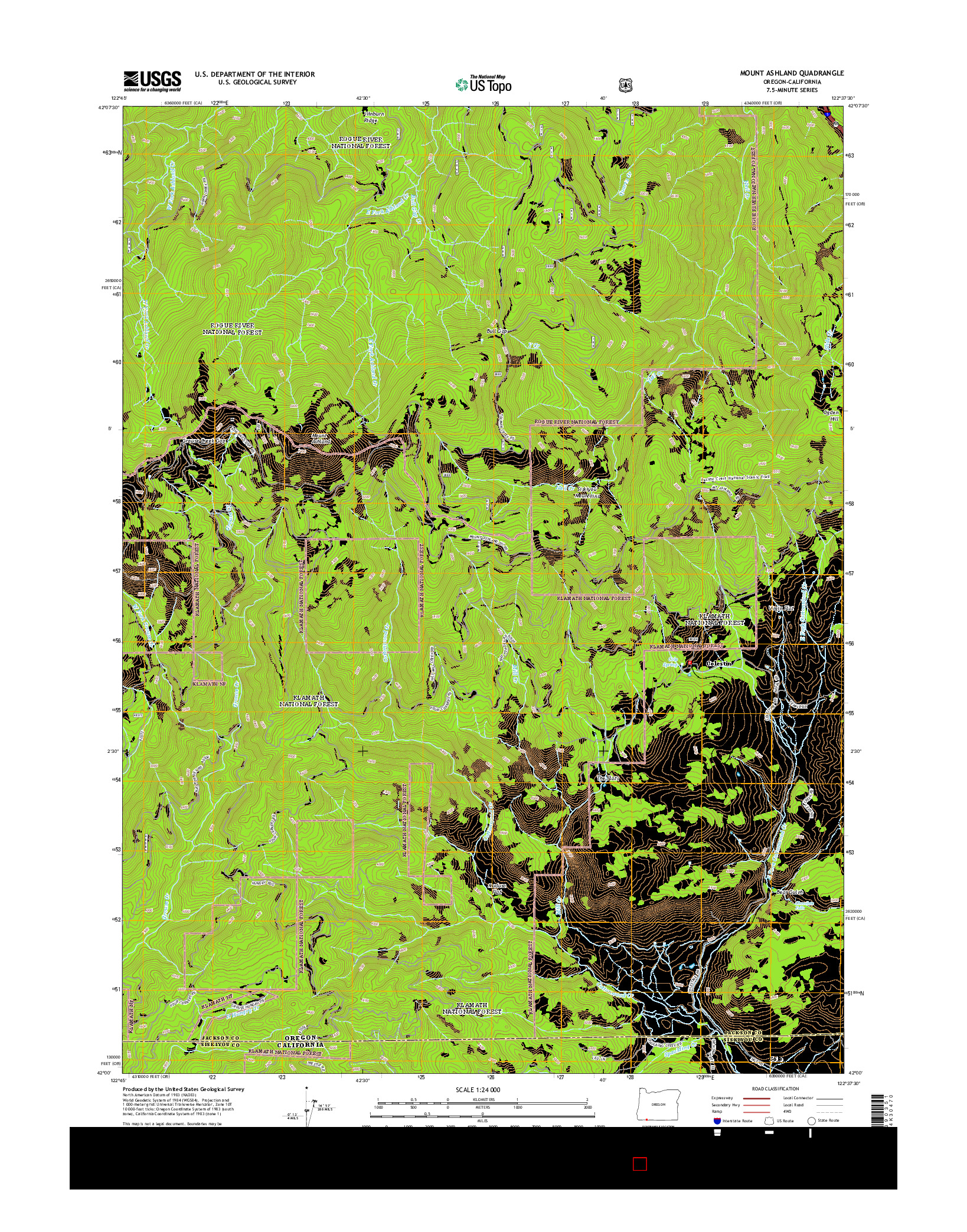 USGS US TOPO 7.5-MINUTE MAP FOR MOUNT ASHLAND, OR-CA 2014