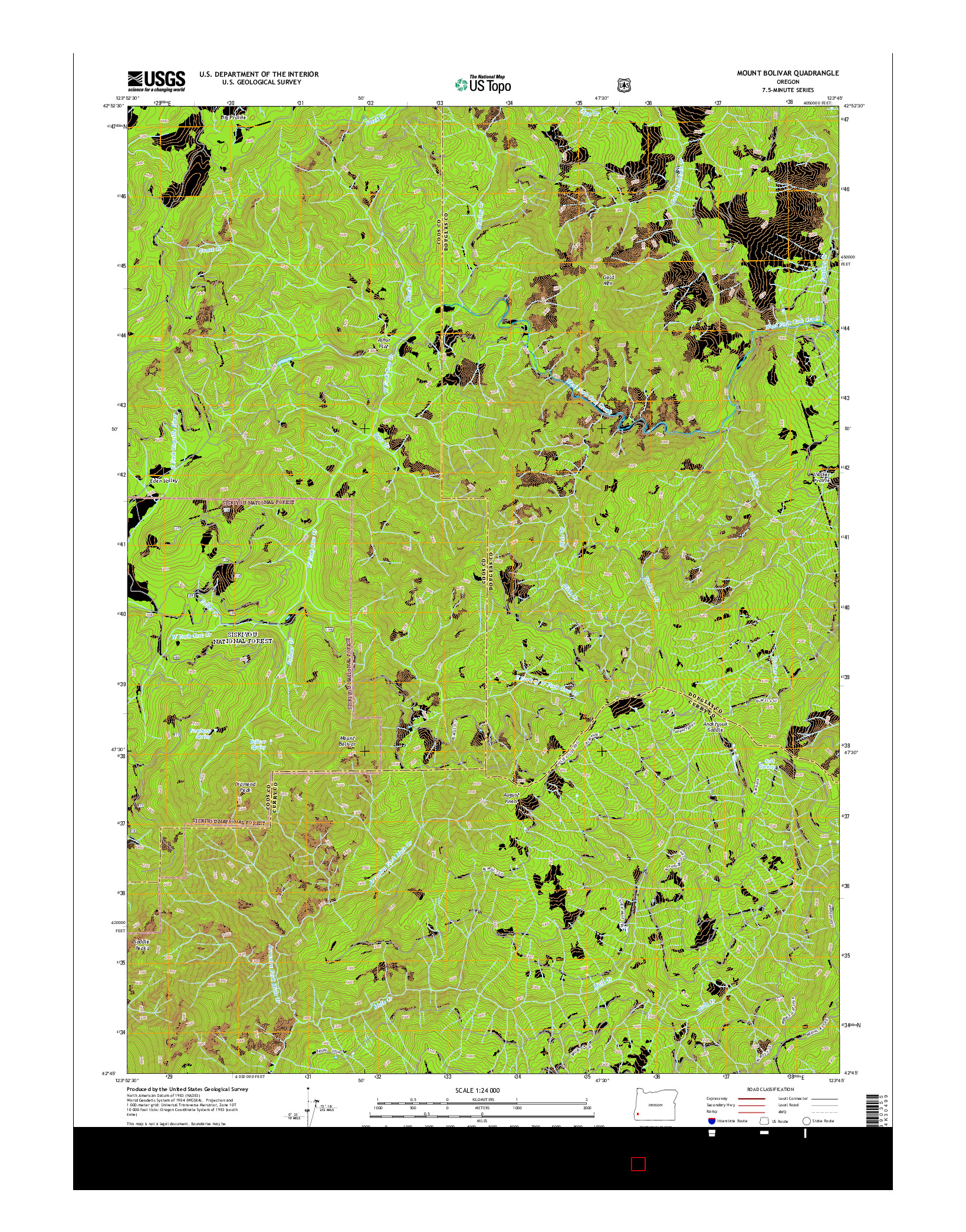 USGS US TOPO 7.5-MINUTE MAP FOR MOUNT BOLIVAR, OR 2014