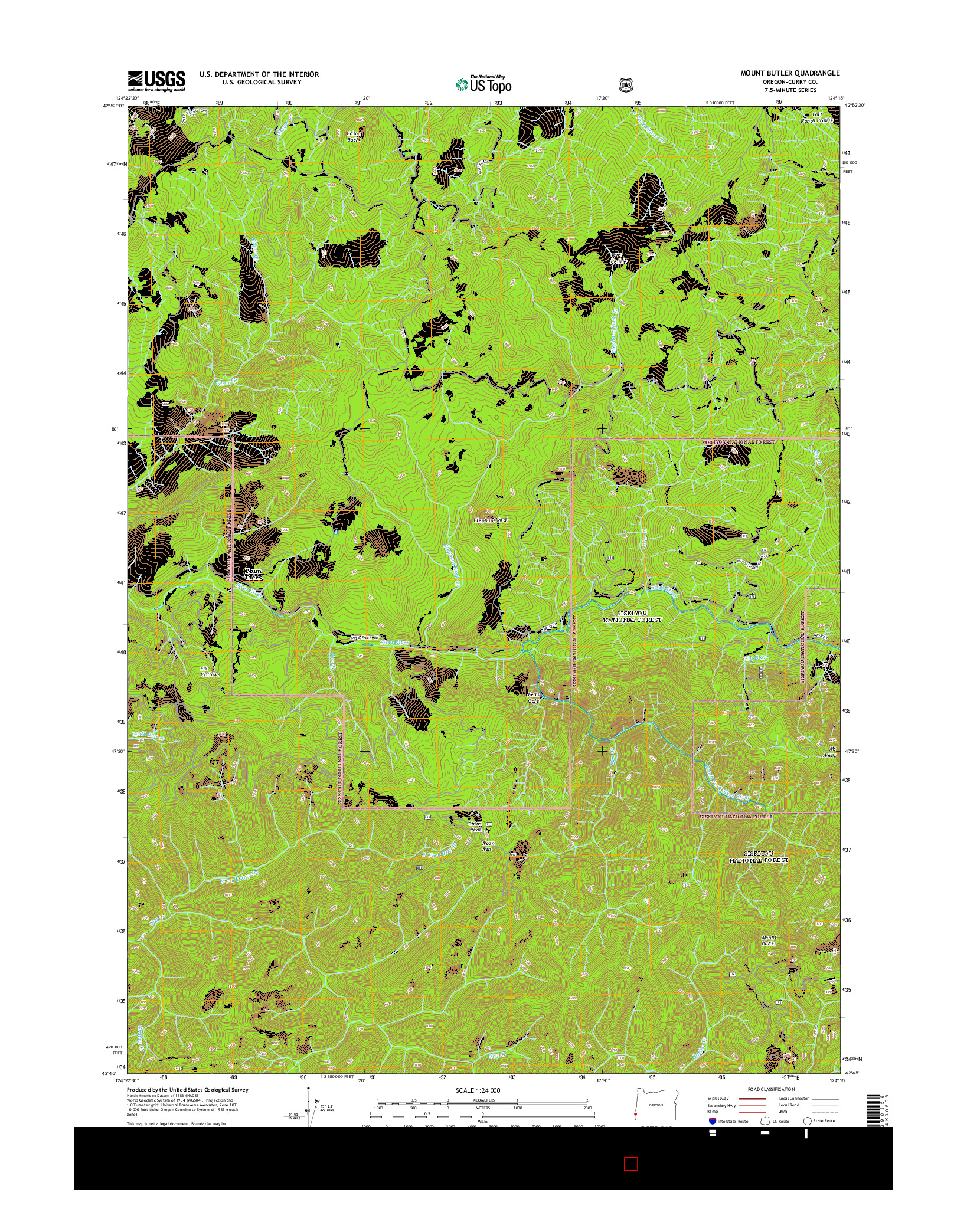 USGS US TOPO 7.5-MINUTE MAP FOR MOUNT BUTLER, OR 2014