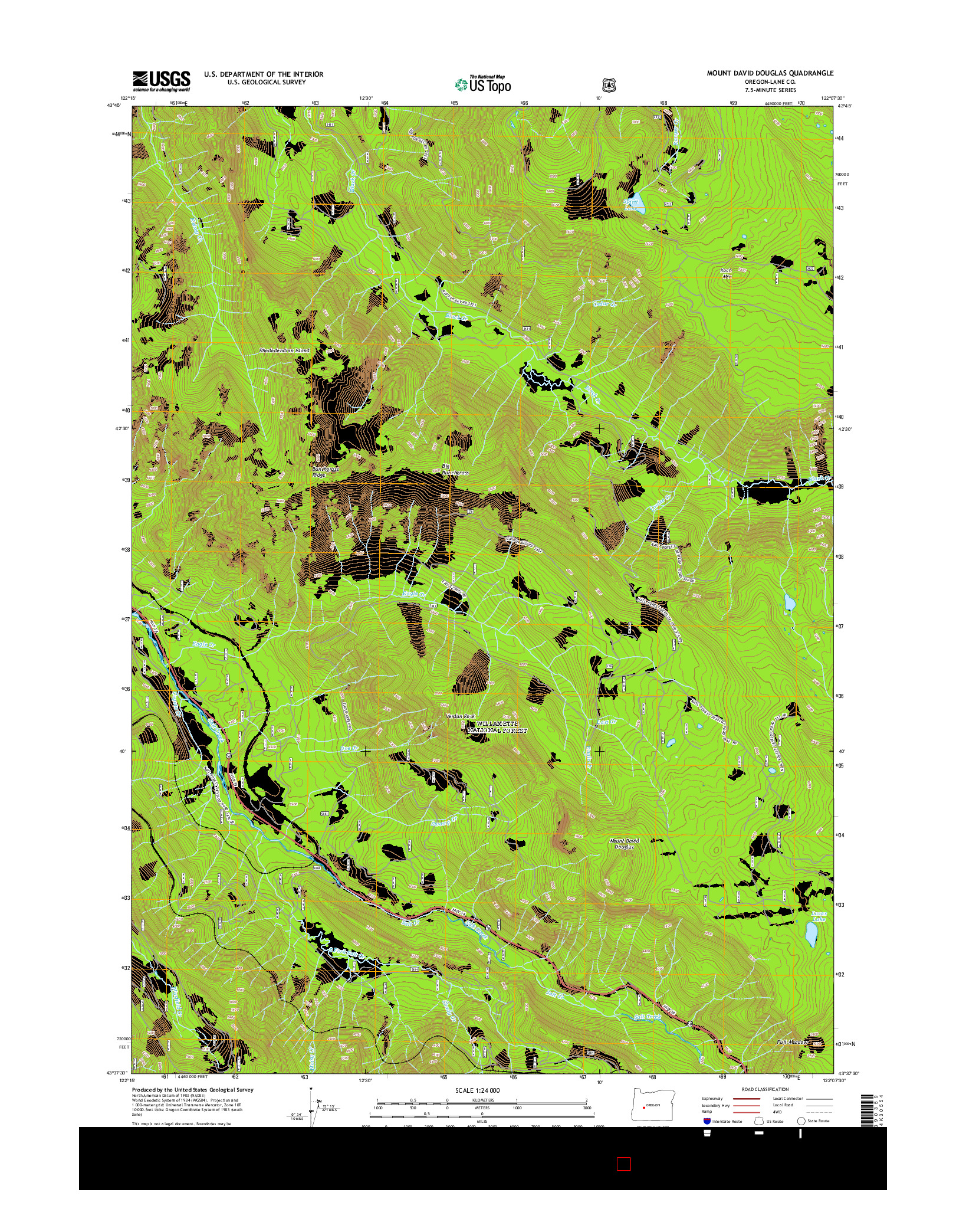 USGS US TOPO 7.5-MINUTE MAP FOR MOUNT DAVID DOUGLAS, OR 2014