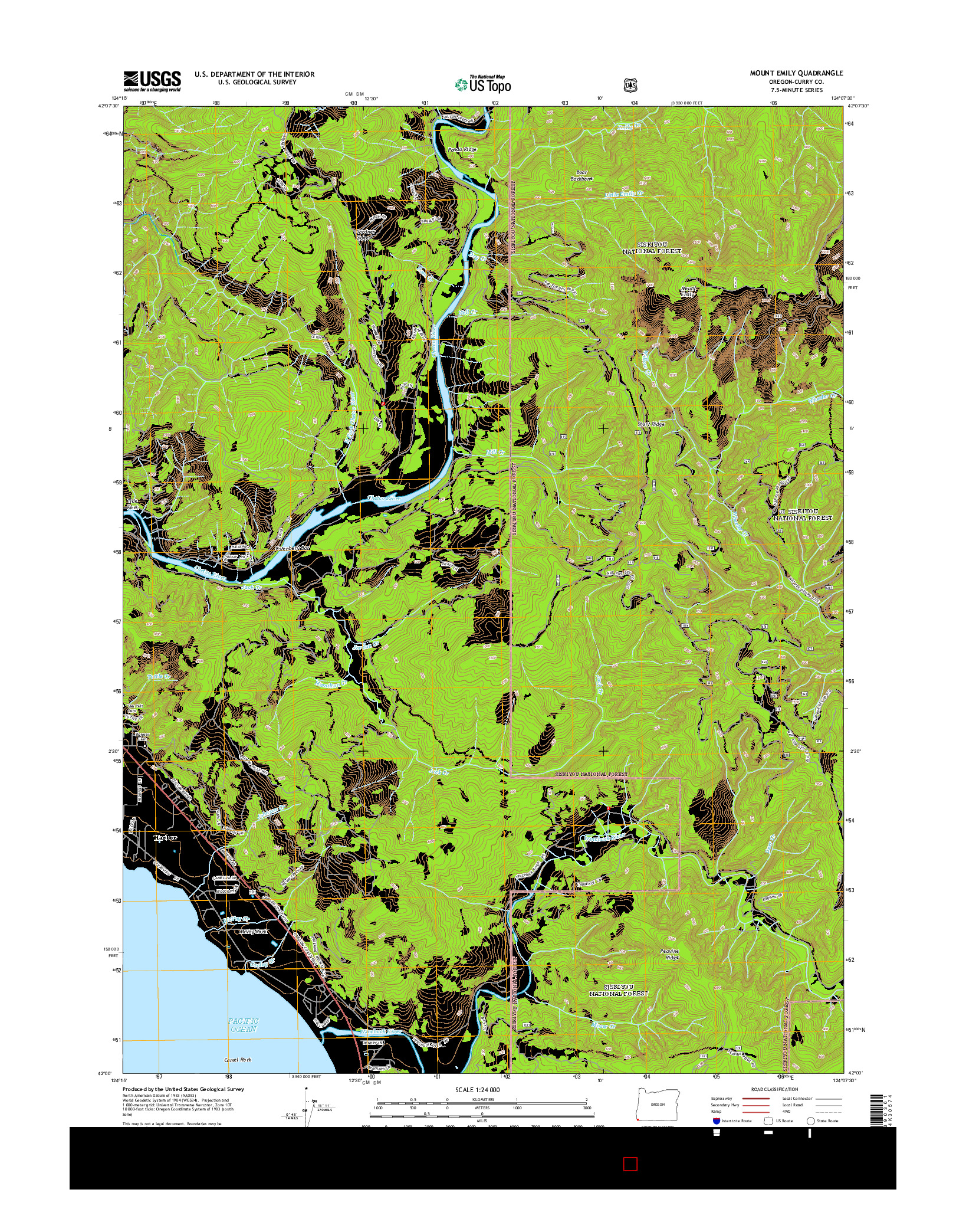 USGS US TOPO 7.5-MINUTE MAP FOR MOUNT EMILY, OR 2014