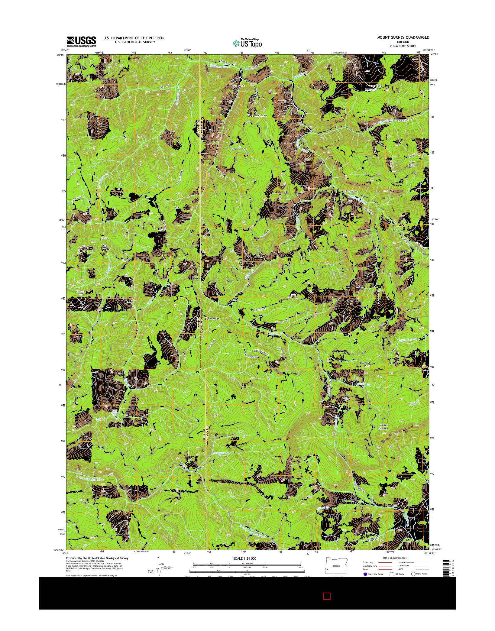 USGS US TOPO 7.5-MINUTE MAP FOR MOUNT GURNEY, OR 2014