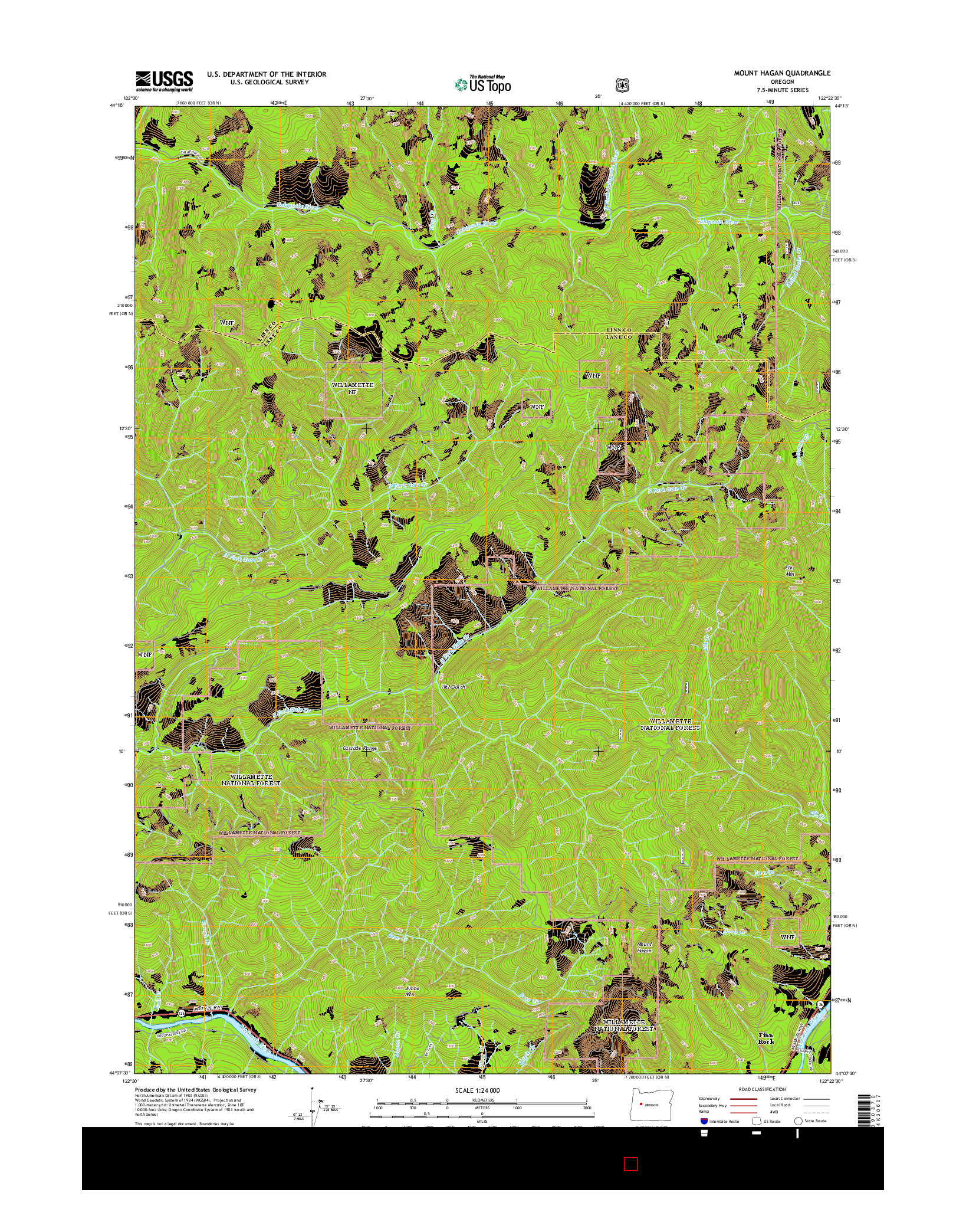 USGS US TOPO 7.5-MINUTE MAP FOR MOUNT HAGAN, OR 2014