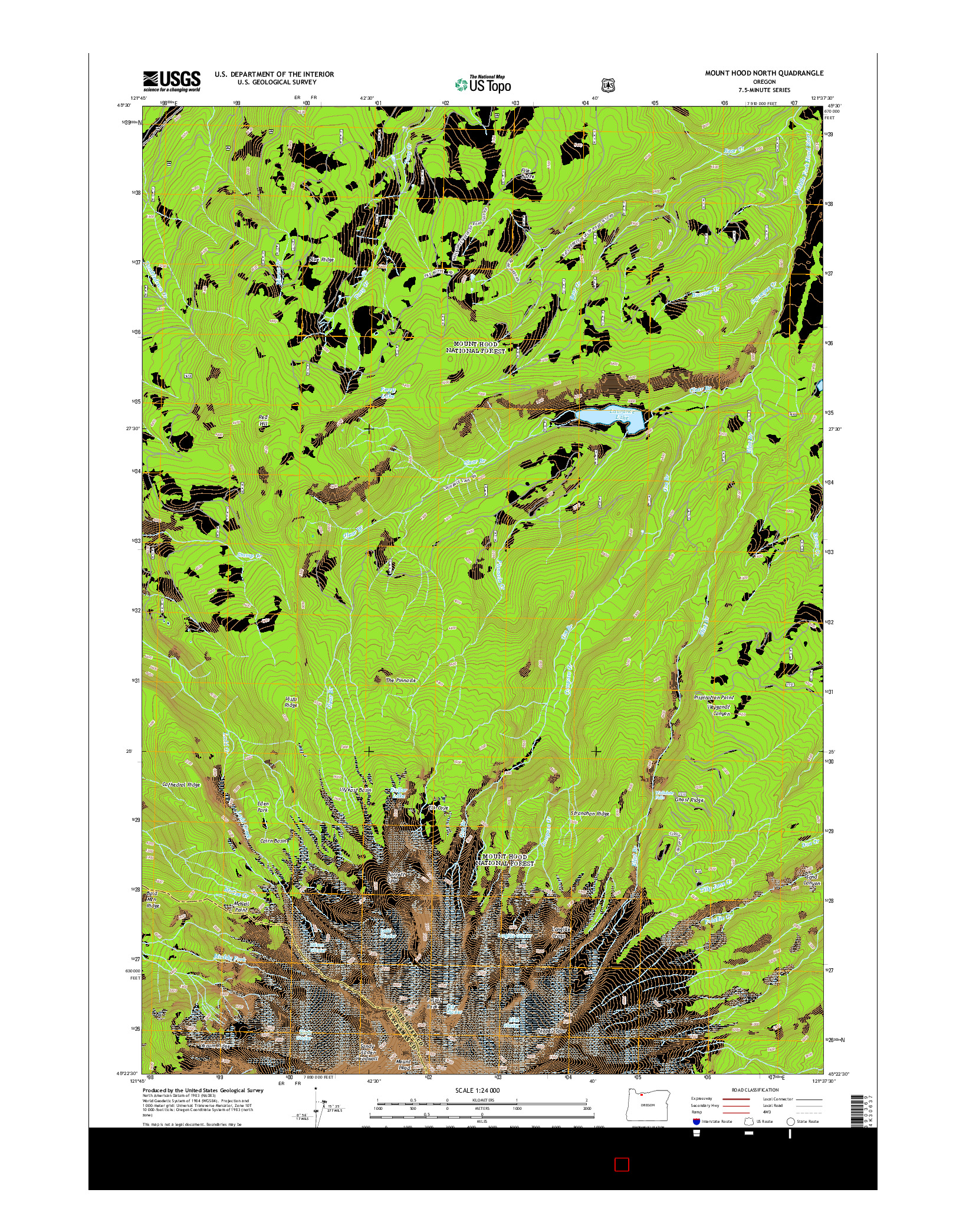 USGS US TOPO 7.5-MINUTE MAP FOR MOUNT HOOD NORTH, OR 2014