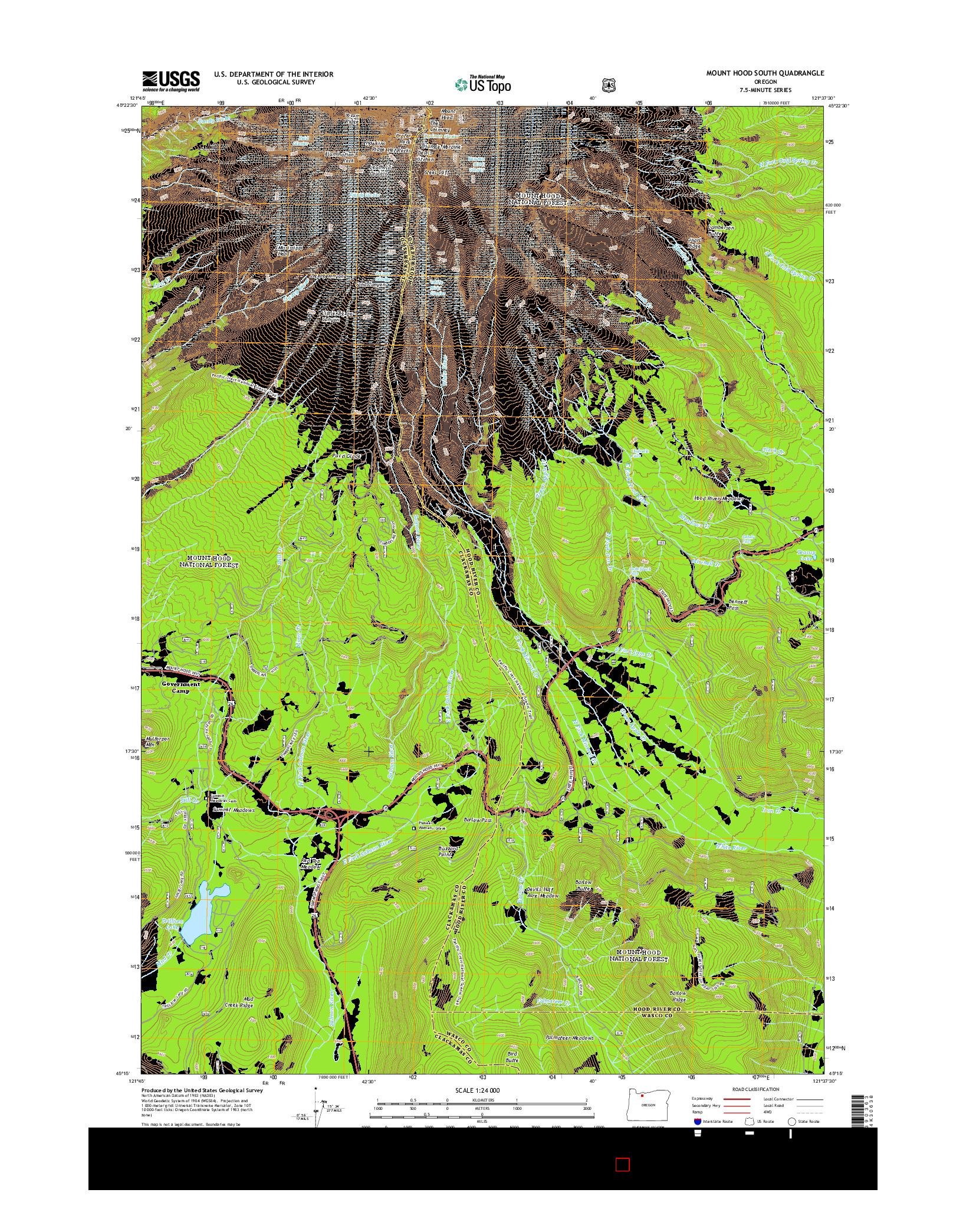 USGS US TOPO 7.5-MINUTE MAP FOR MOUNT HOOD SOUTH, OR 2014