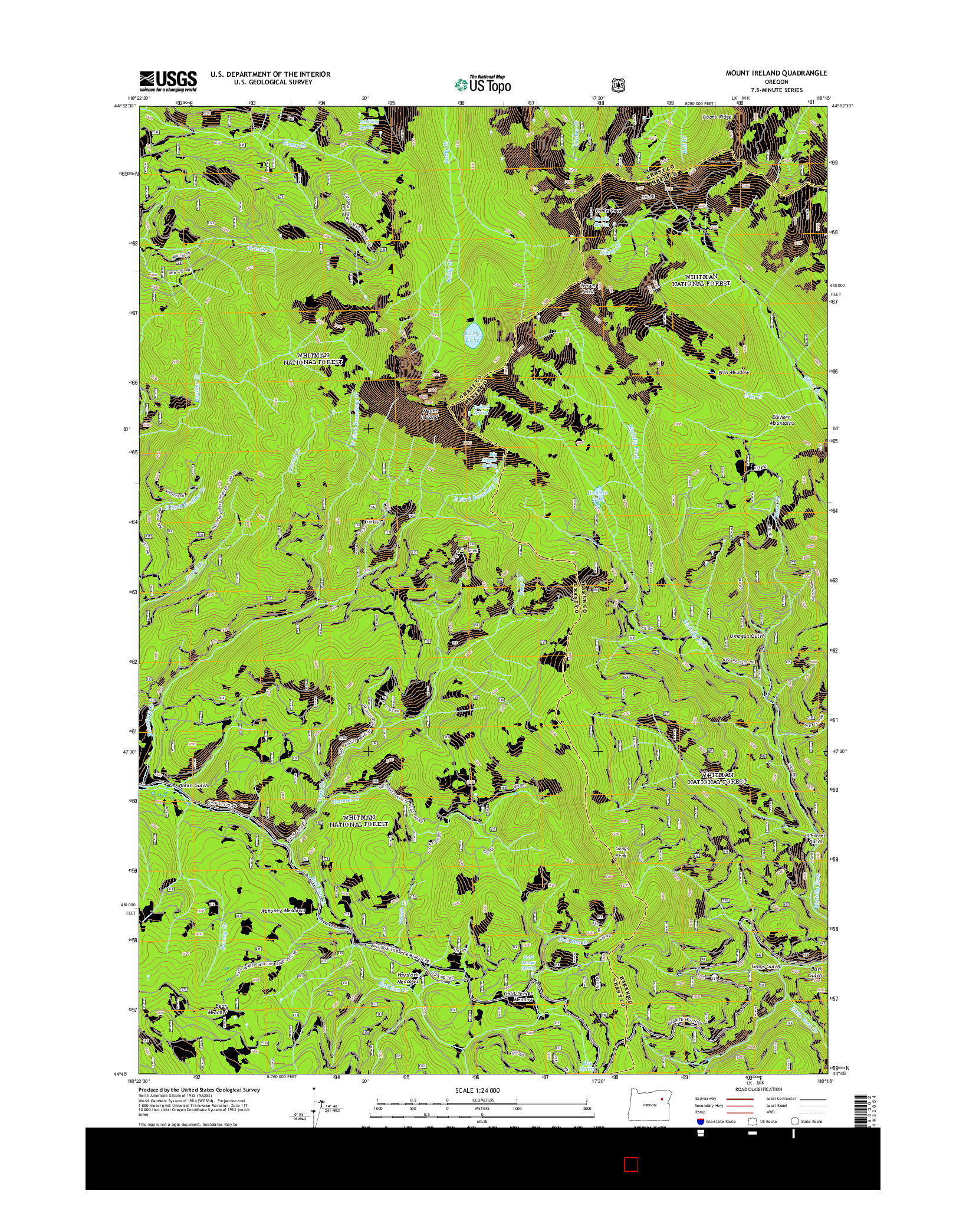 USGS US TOPO 7.5-MINUTE MAP FOR MOUNT IRELAND, OR 2014