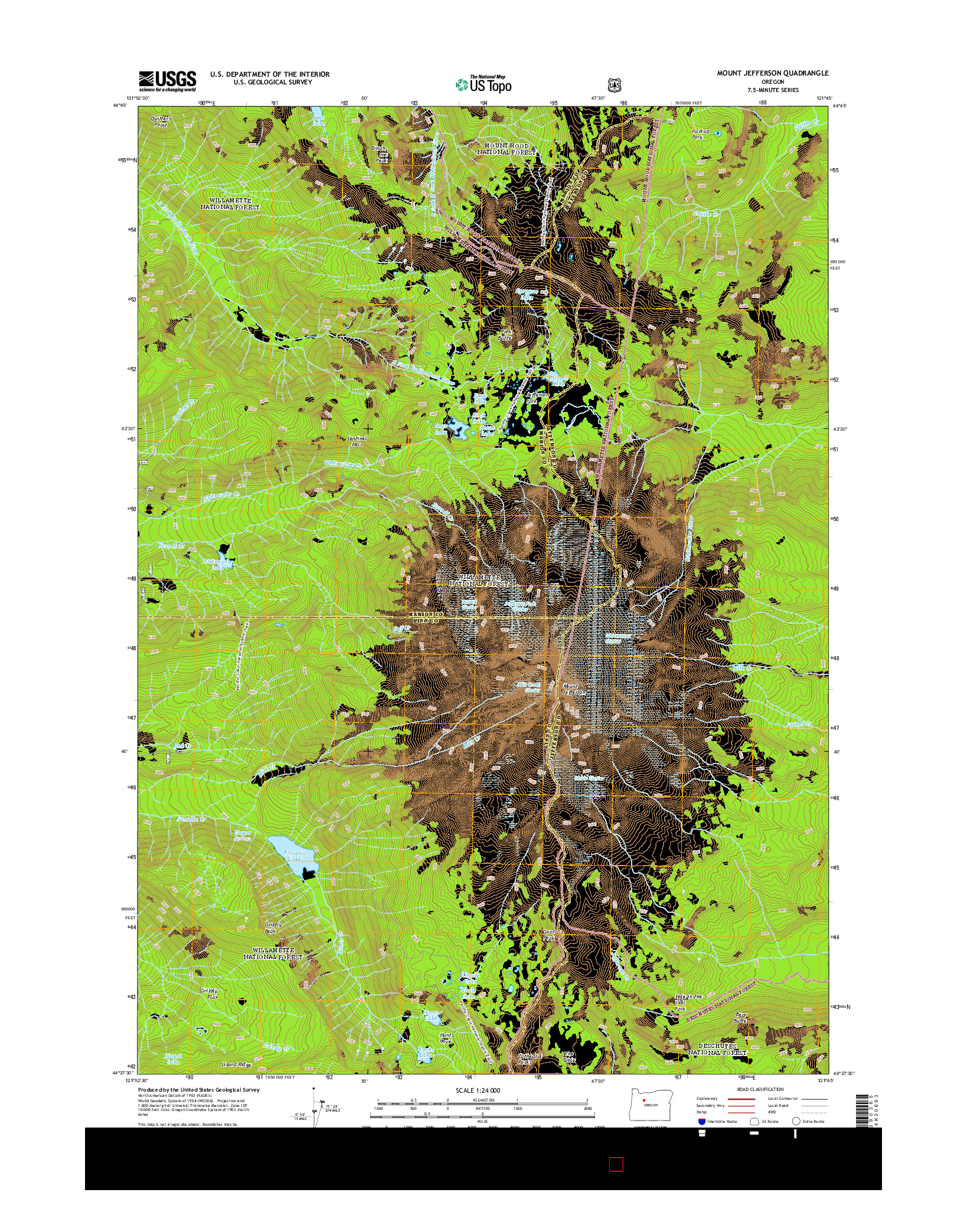 USGS US TOPO 7.5-MINUTE MAP FOR MOUNT JEFFERSON, OR 2014