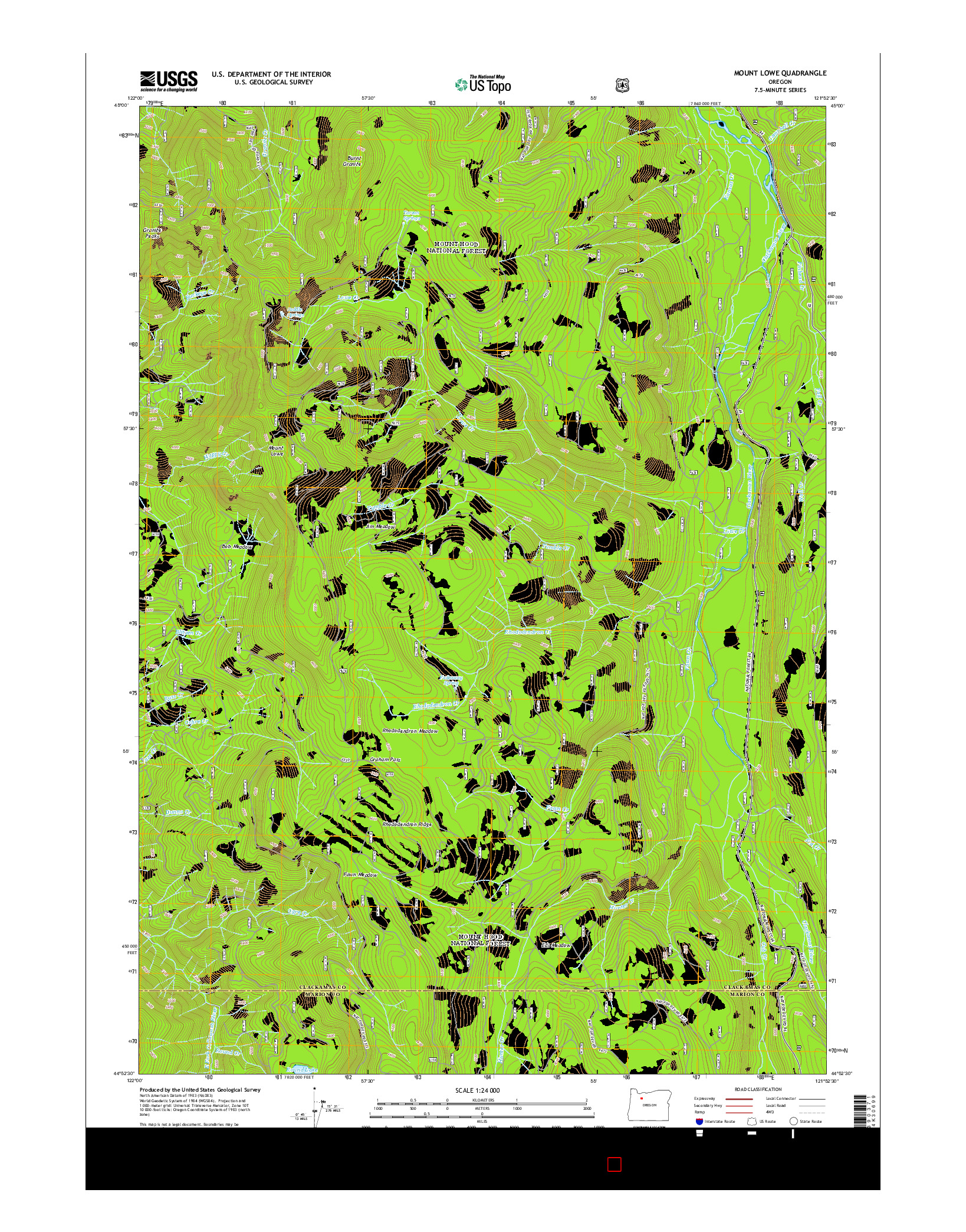 USGS US TOPO 7.5-MINUTE MAP FOR MOUNT LOWE, OR 2014