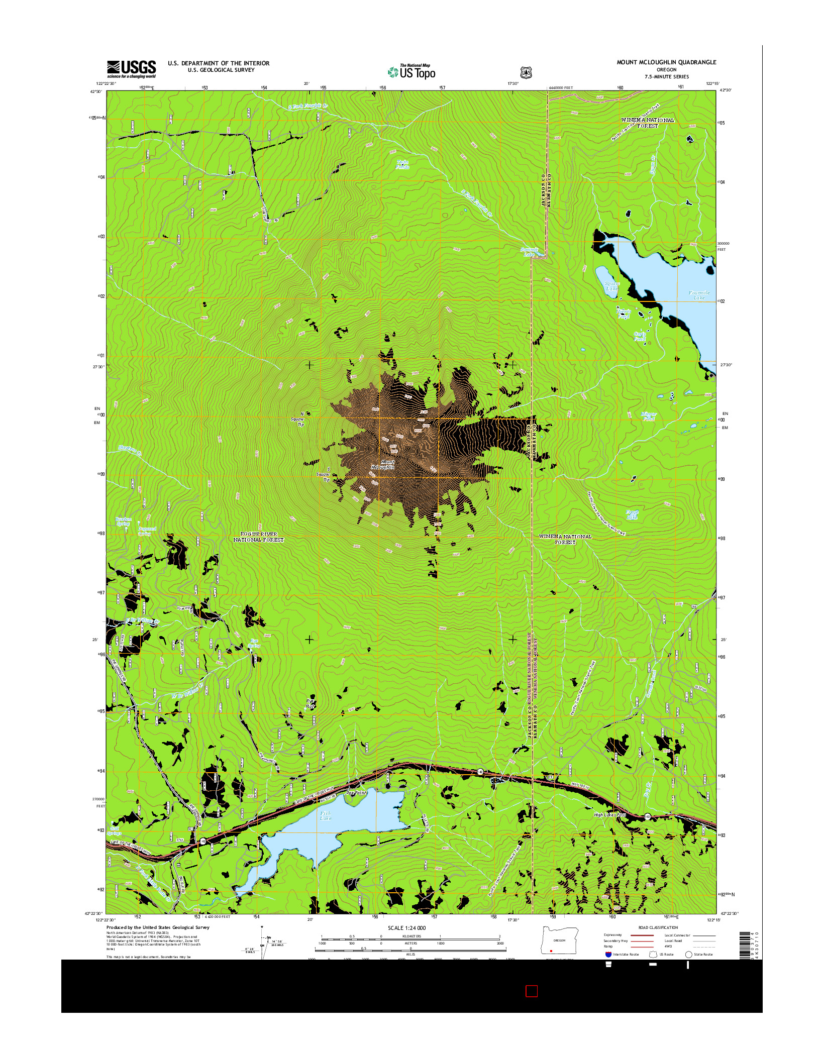 USGS US TOPO 7.5-MINUTE MAP FOR MOUNT MCLOUGHLIN, OR 2014