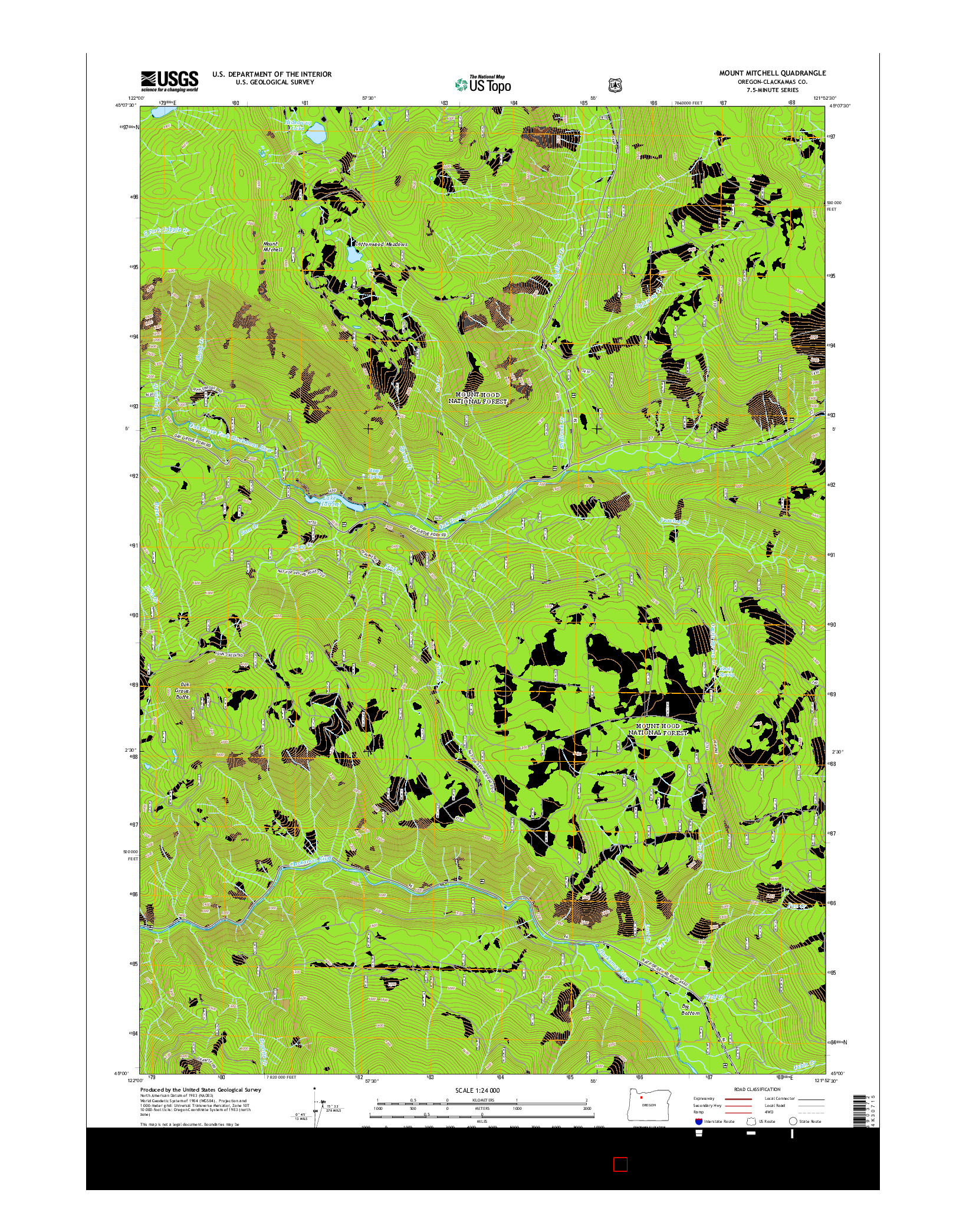 USGS US TOPO 7.5-MINUTE MAP FOR MOUNT MITCHELL, OR 2014