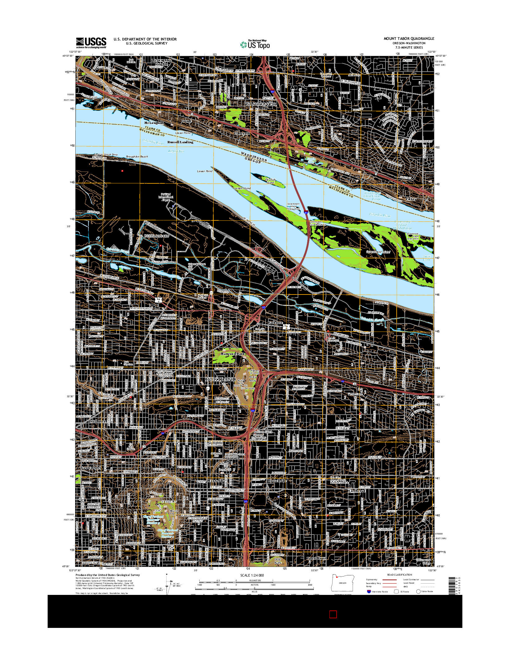 USGS US TOPO 7.5-MINUTE MAP FOR MOUNT TABOR, OR-WA 2014