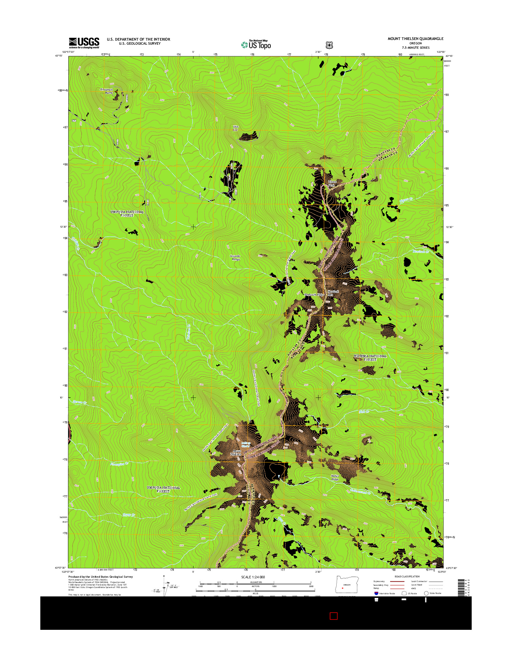 USGS US TOPO 7.5-MINUTE MAP FOR MOUNT THIELSEN, OR 2014