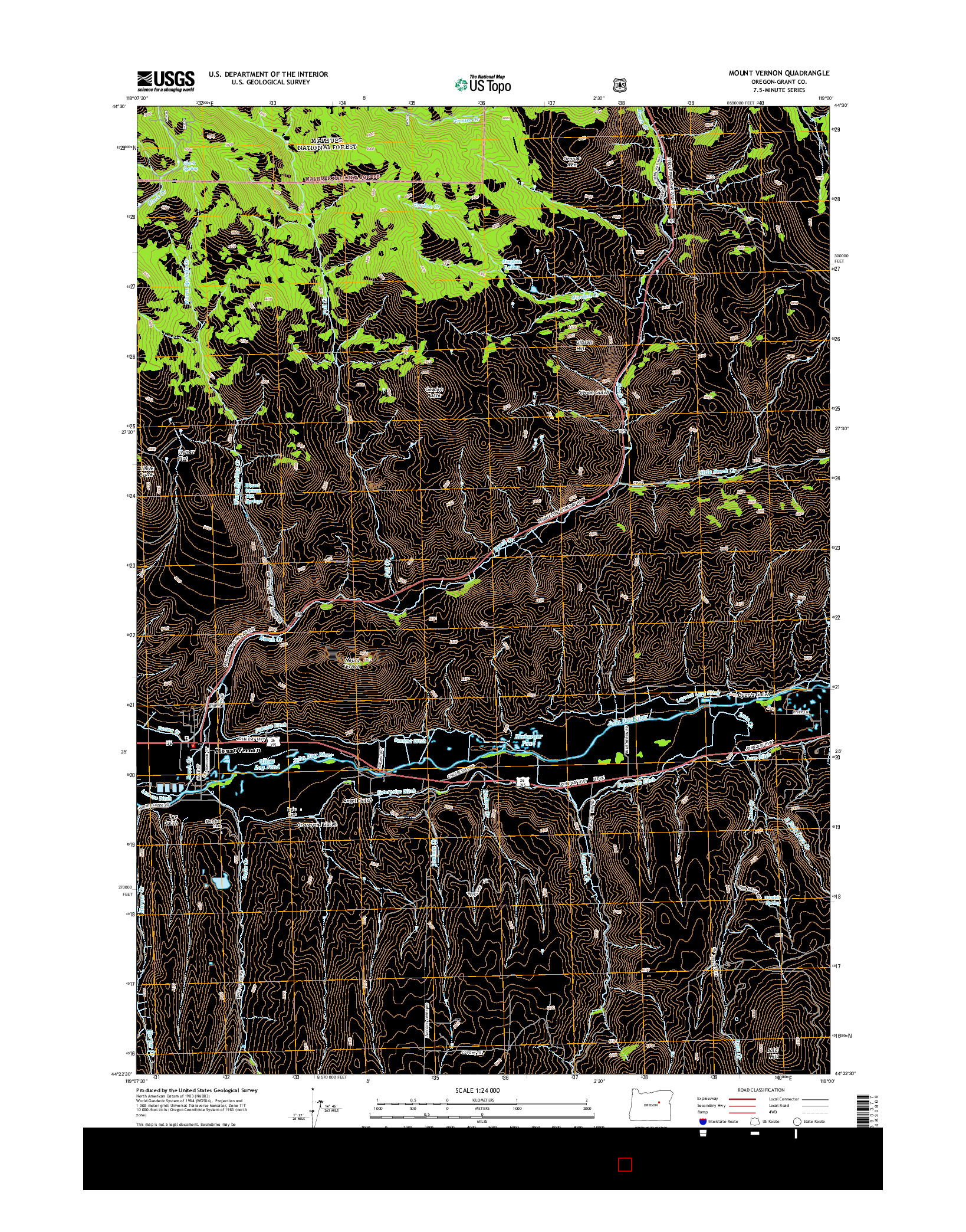 USGS US TOPO 7.5-MINUTE MAP FOR MOUNT VERNON, OR 2014