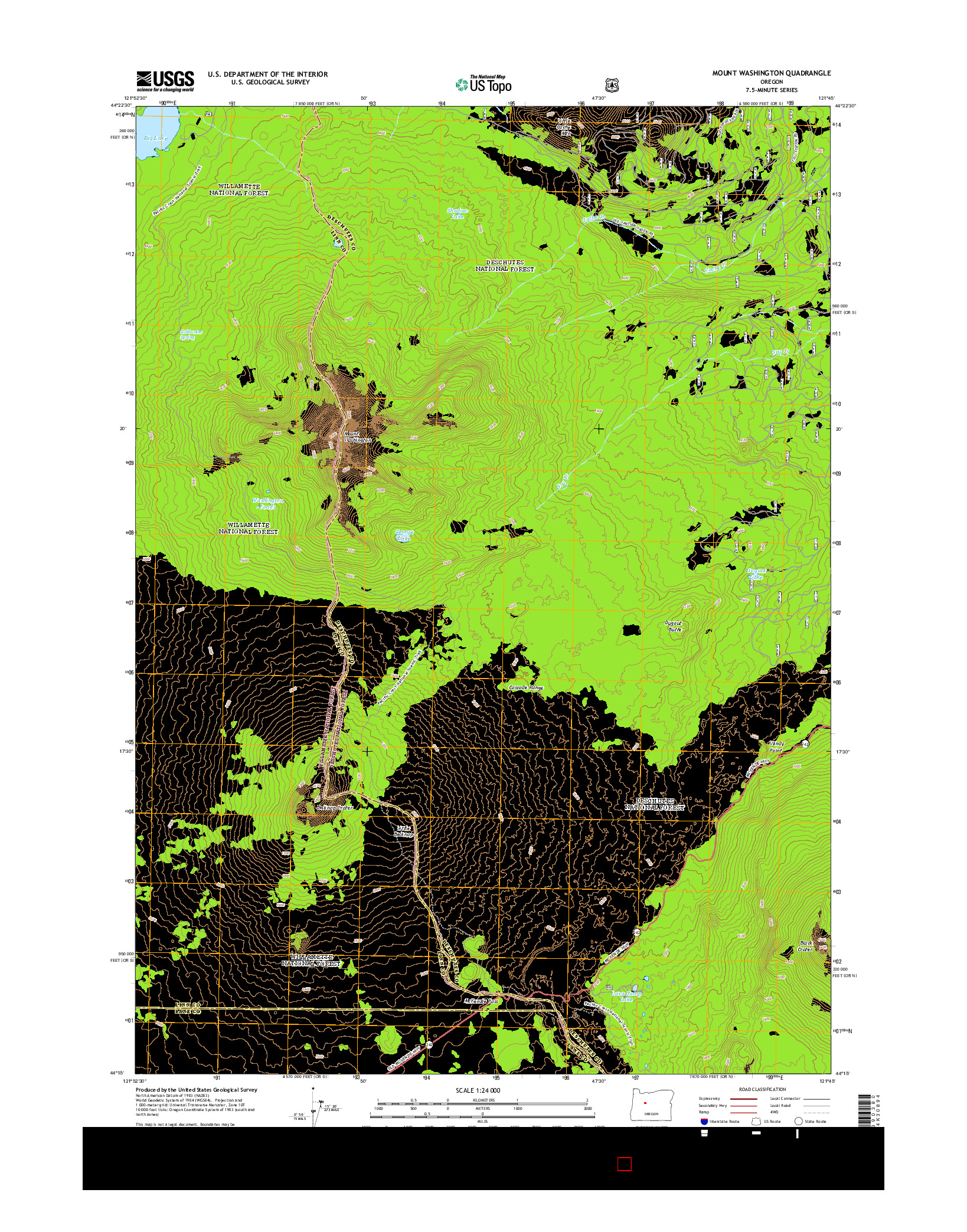 USGS US TOPO 7.5-MINUTE MAP FOR MOUNT WASHINGTON, OR 2014