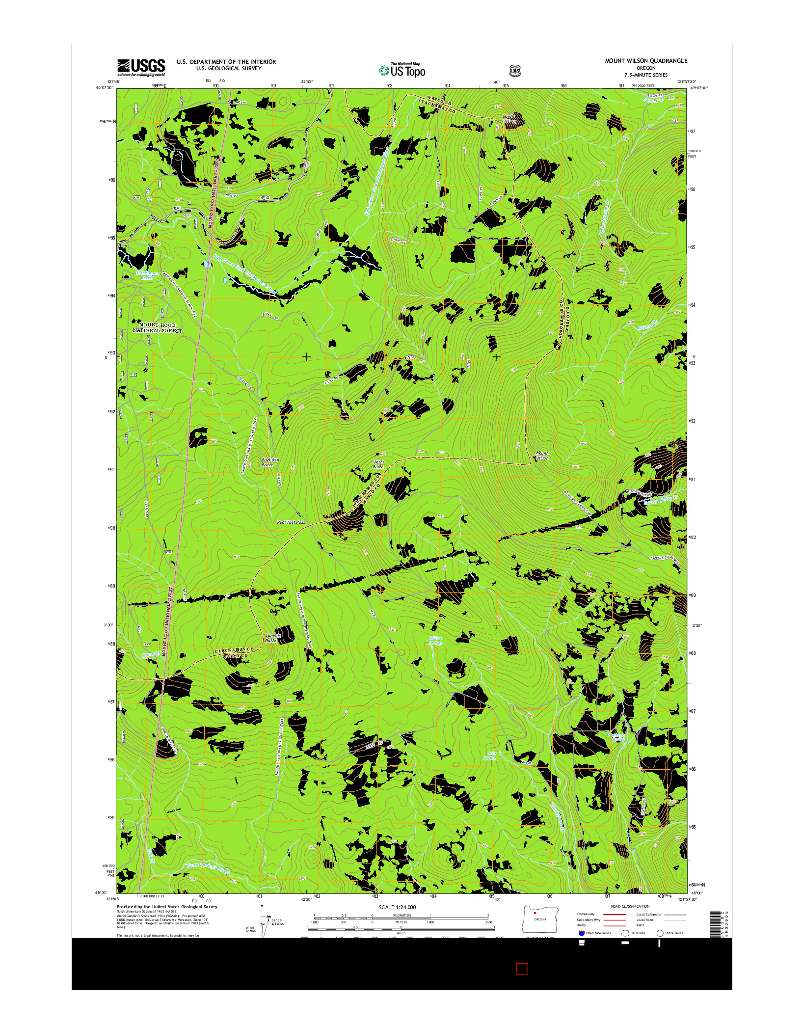 USGS US TOPO 7.5-MINUTE MAP FOR MOUNT WILSON, OR 2014