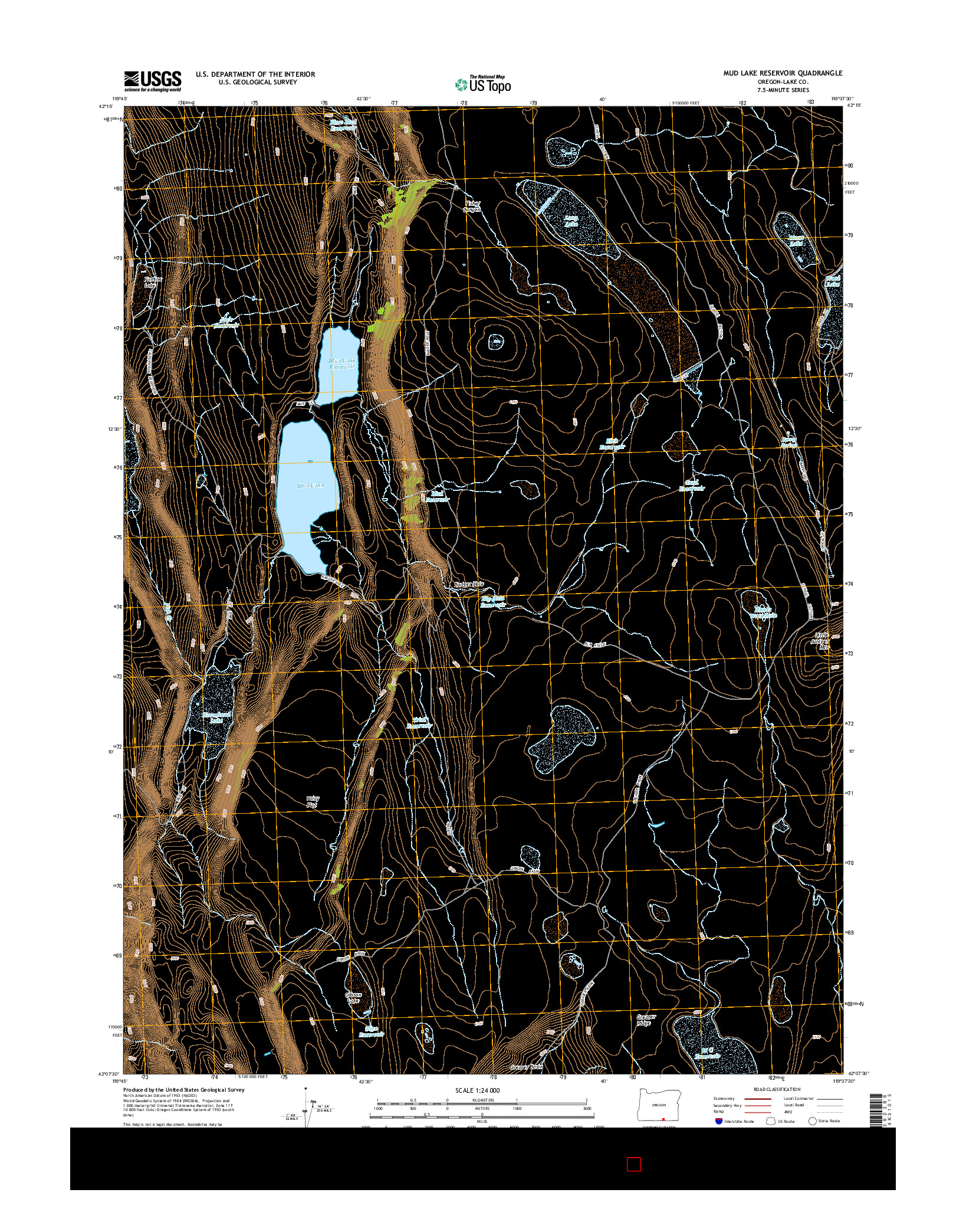 USGS US TOPO 7.5-MINUTE MAP FOR MUD LAKE RESERVOIR, OR 2014