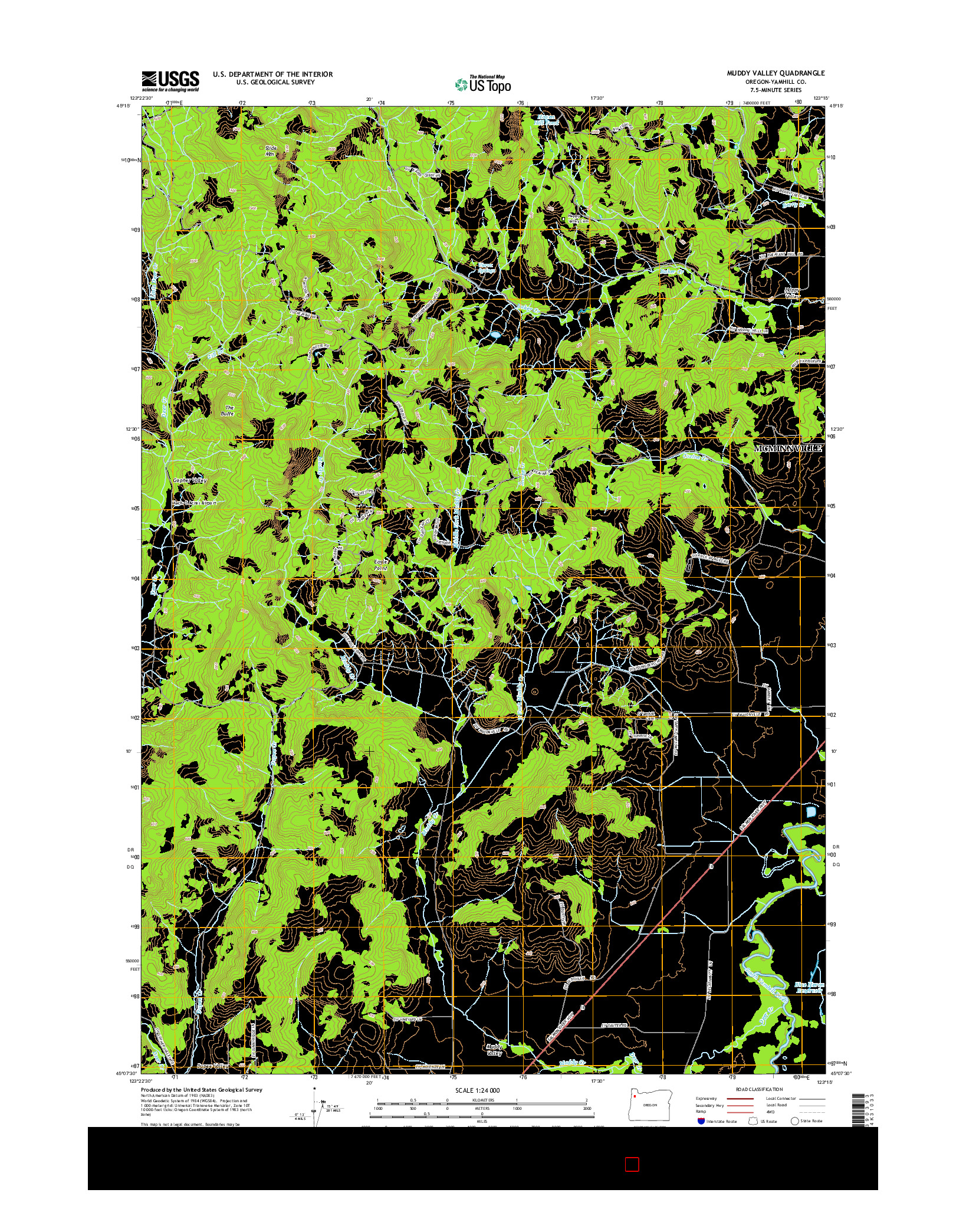 USGS US TOPO 7.5-MINUTE MAP FOR MUDDY VALLEY, OR 2014