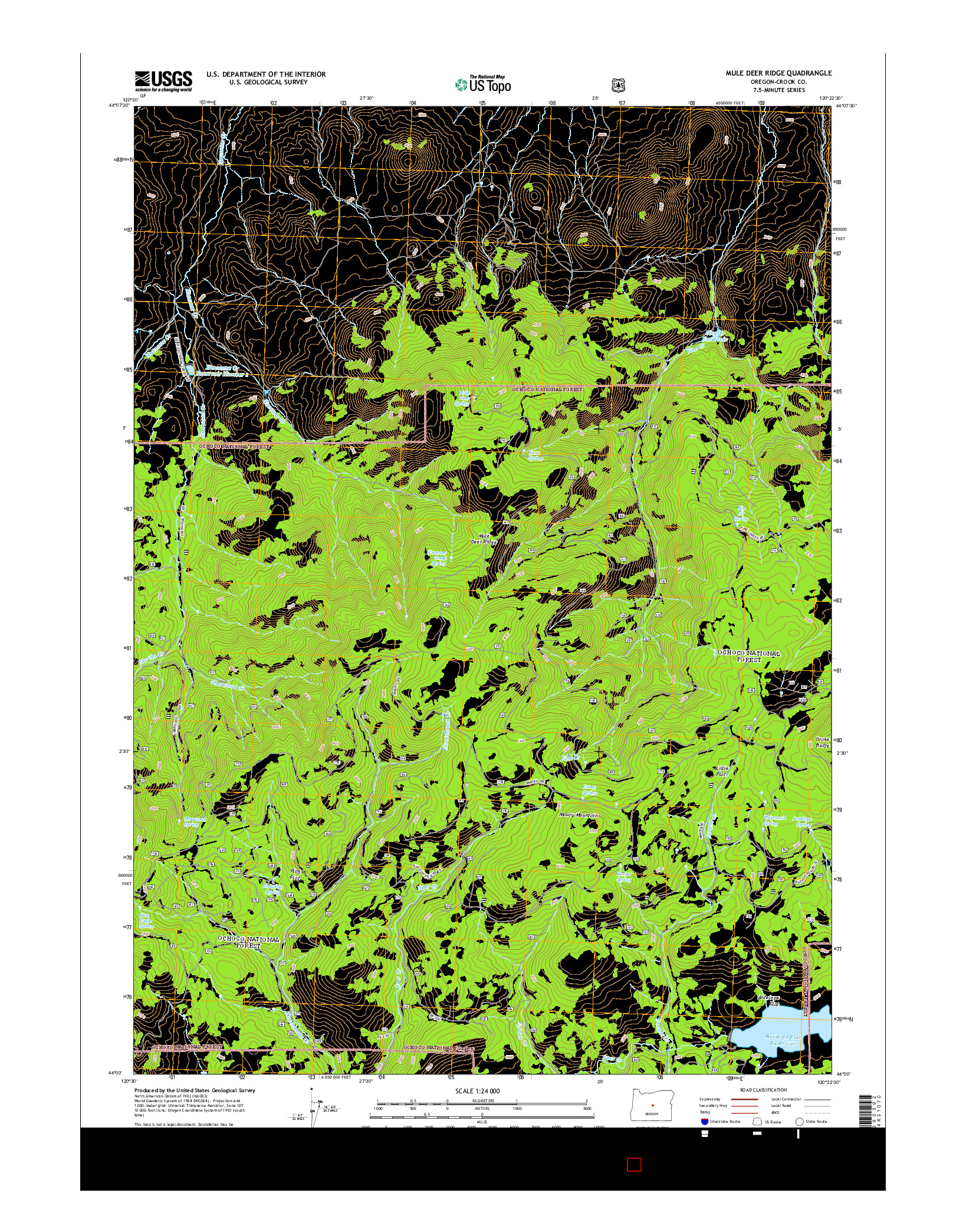 USGS US TOPO 7.5-MINUTE MAP FOR MULE DEER RIDGE, OR 2014