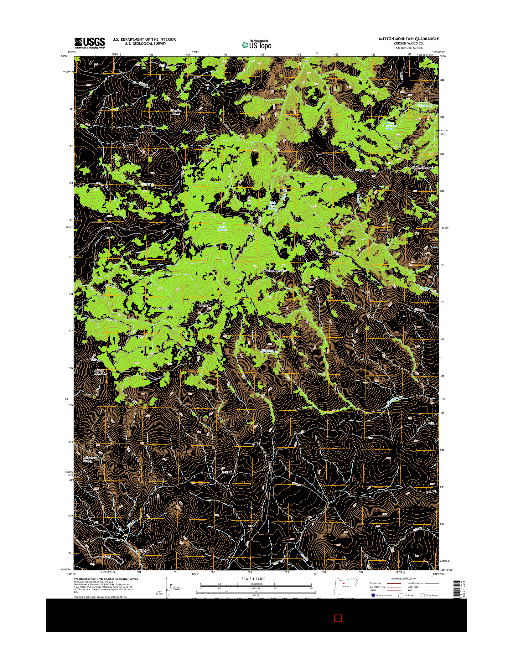 USGS US TOPO 7.5-MINUTE MAP FOR MUTTON MOUNTAIN, OR 2014