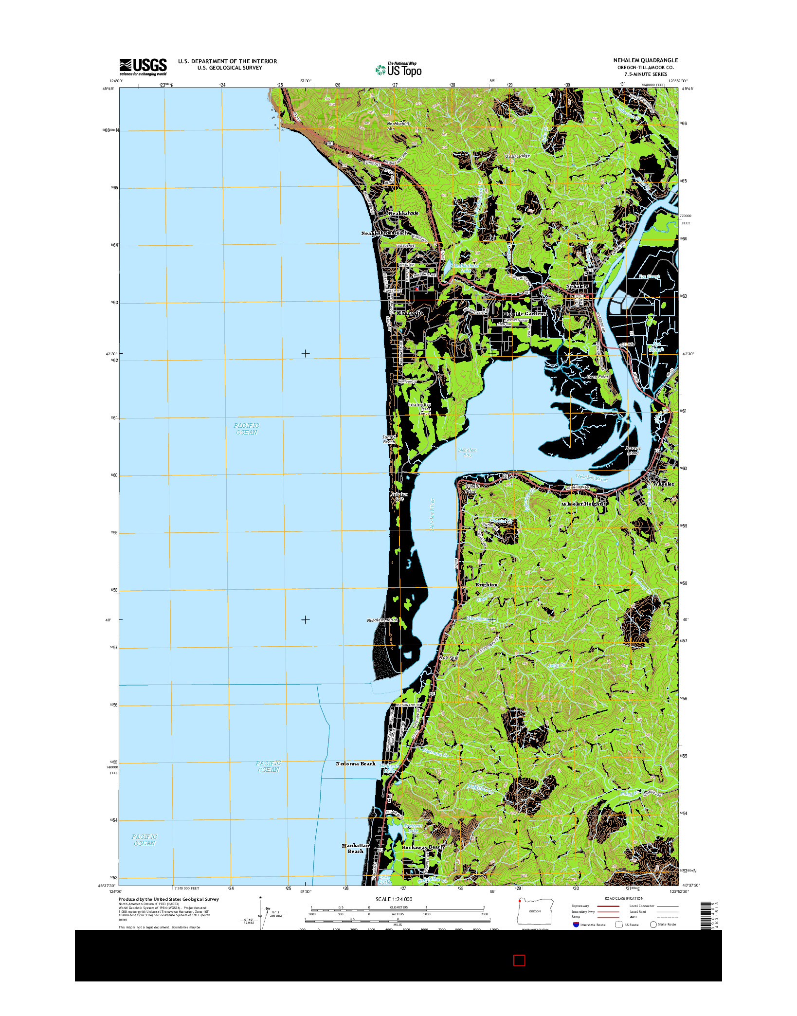 USGS US TOPO 7.5-MINUTE MAP FOR NEHALEM, OR 2014