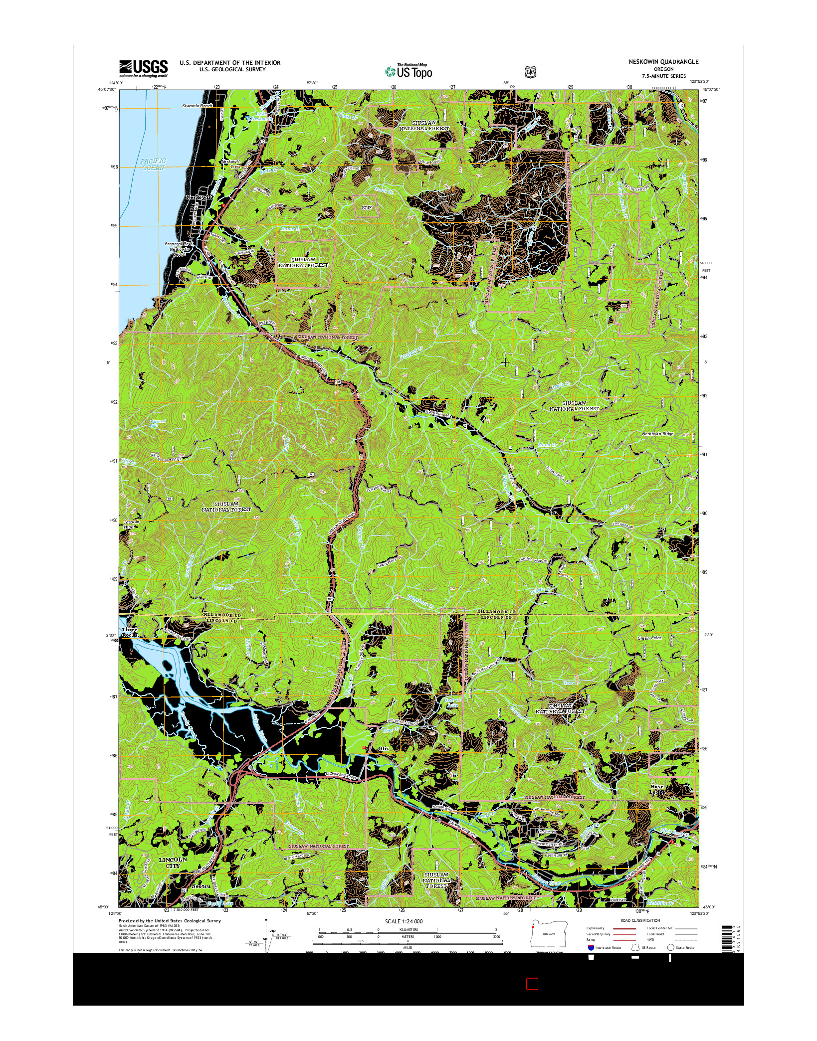 USGS US TOPO 7.5-MINUTE MAP FOR NESKOWIN, OR 2014