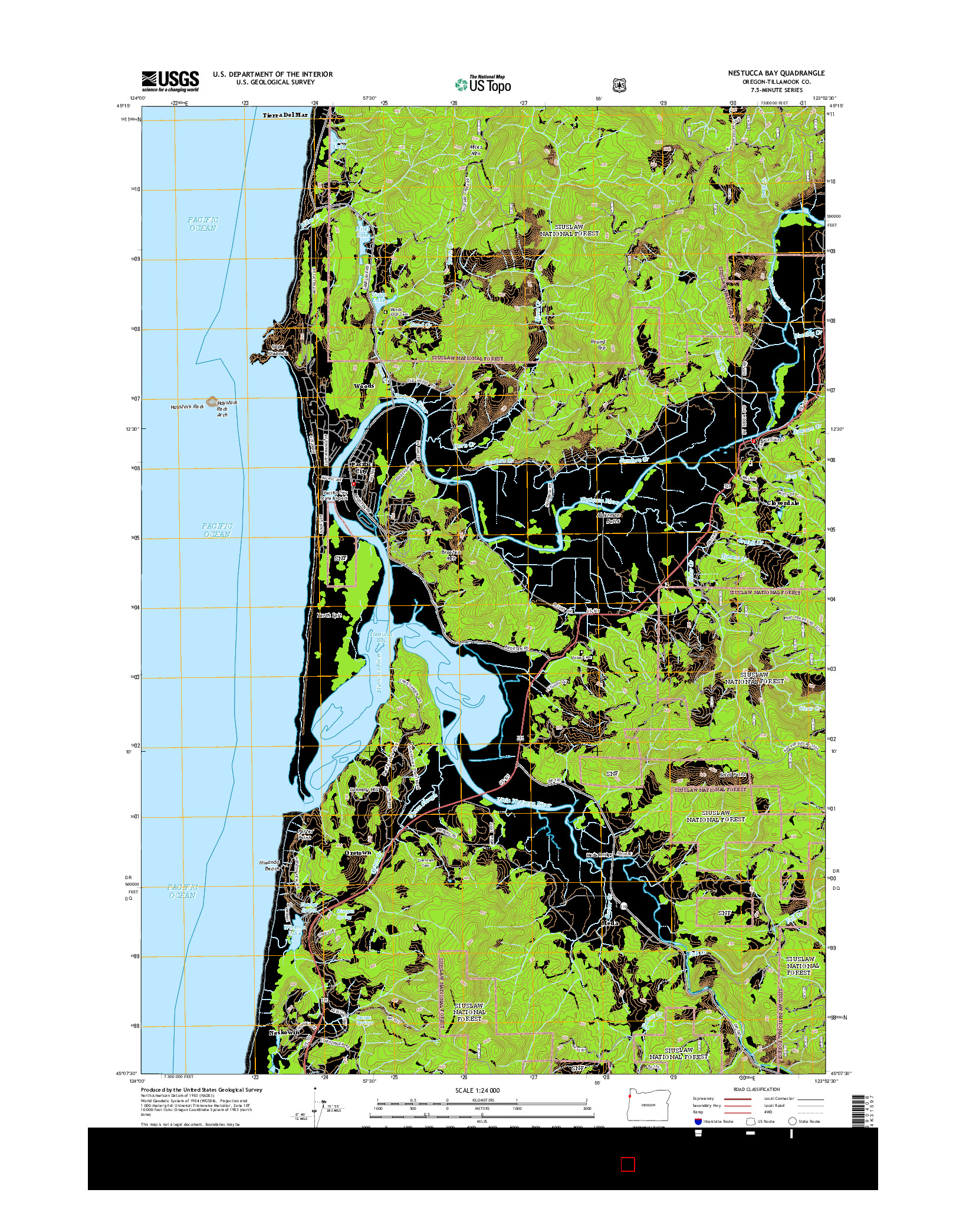 USGS US TOPO 7.5-MINUTE MAP FOR NESTUCCA BAY, OR 2014